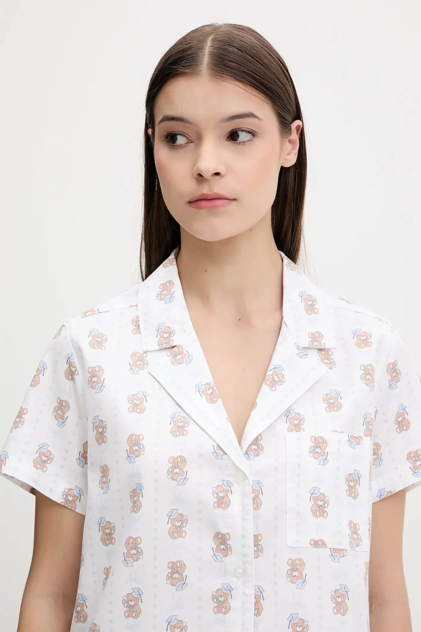 Хлопковая пижамная рубашка - фото 3