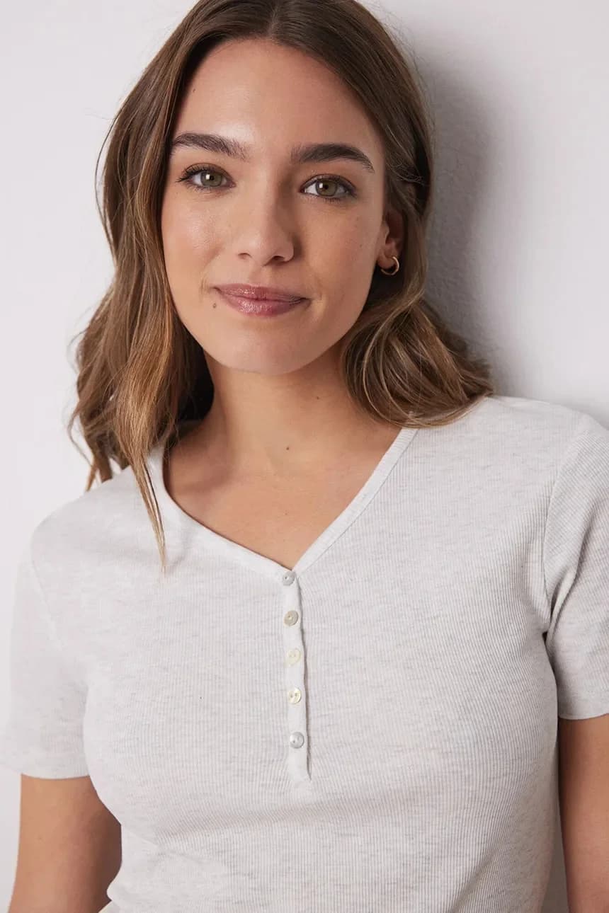 Хлопковая пижамная футболка - фото 2