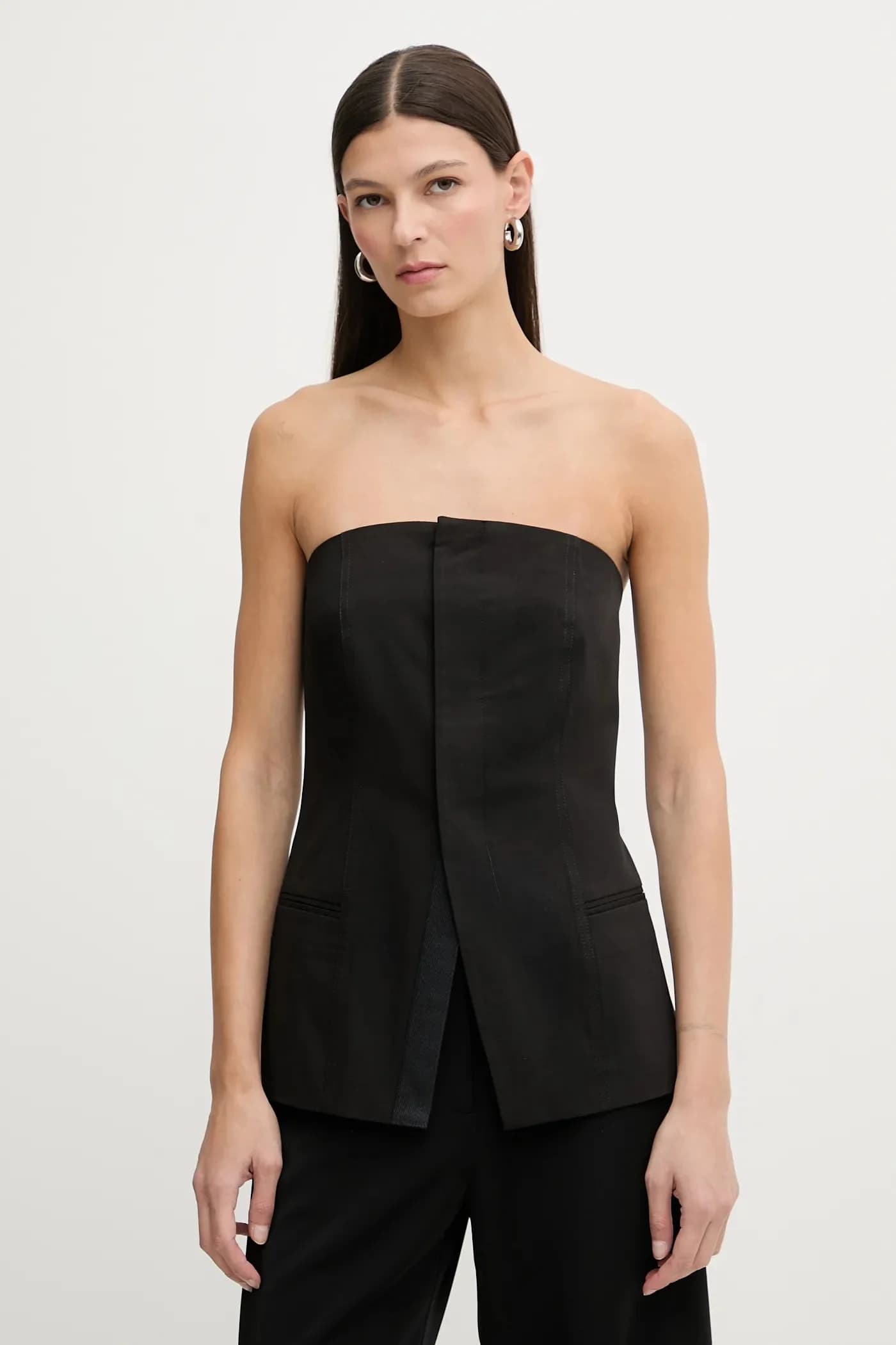 Блузка без бретелек из смесовой шерсти