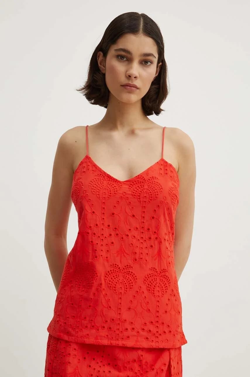 Хлопковый топ на бретельках - фото 5