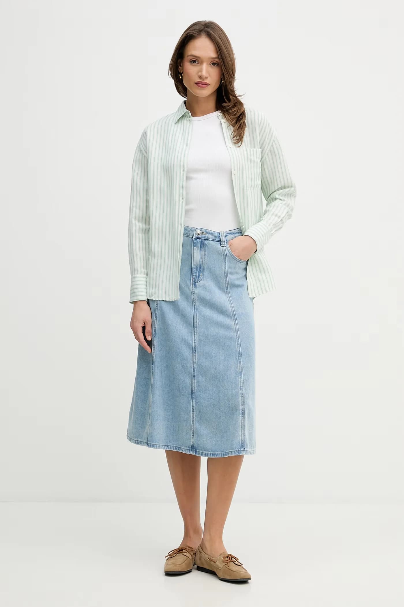 Рубашка LOOSE FIT из смесового льна - фото 2