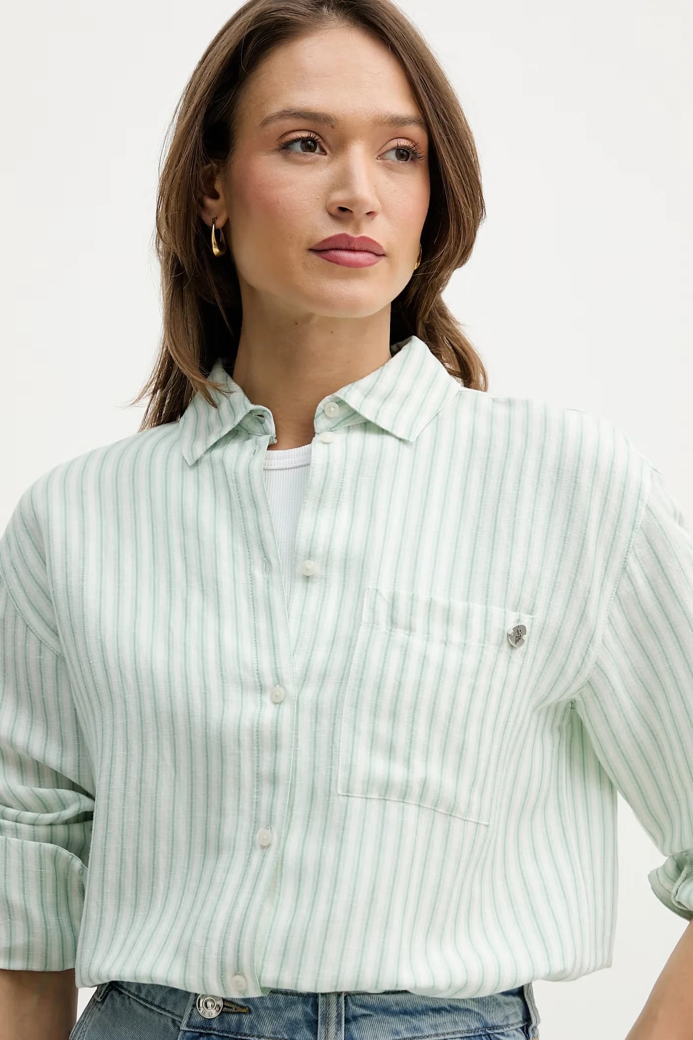 Рубашка LOOSE FIT из смесового льна - фото 4