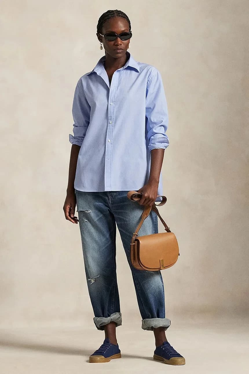 Легкая хлопковая рубашка с длинными рукавами - фото 3