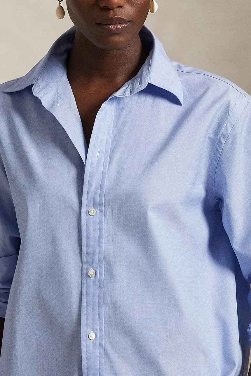 Легкая хлопковая рубашка с длинными рукавами - фото 4