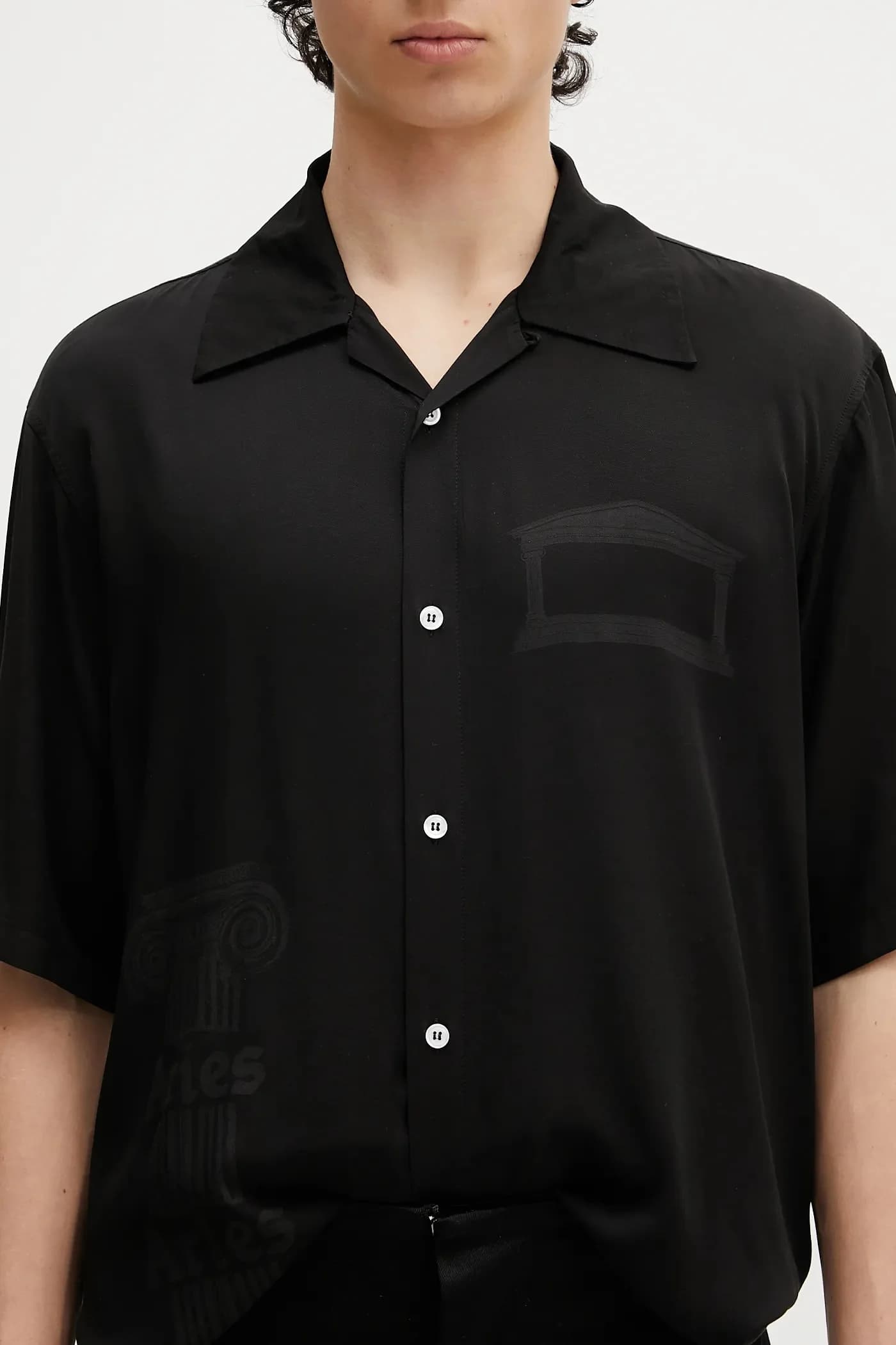 Гавайская рубашка из атласа и вискозы с древней колонной - фото 7