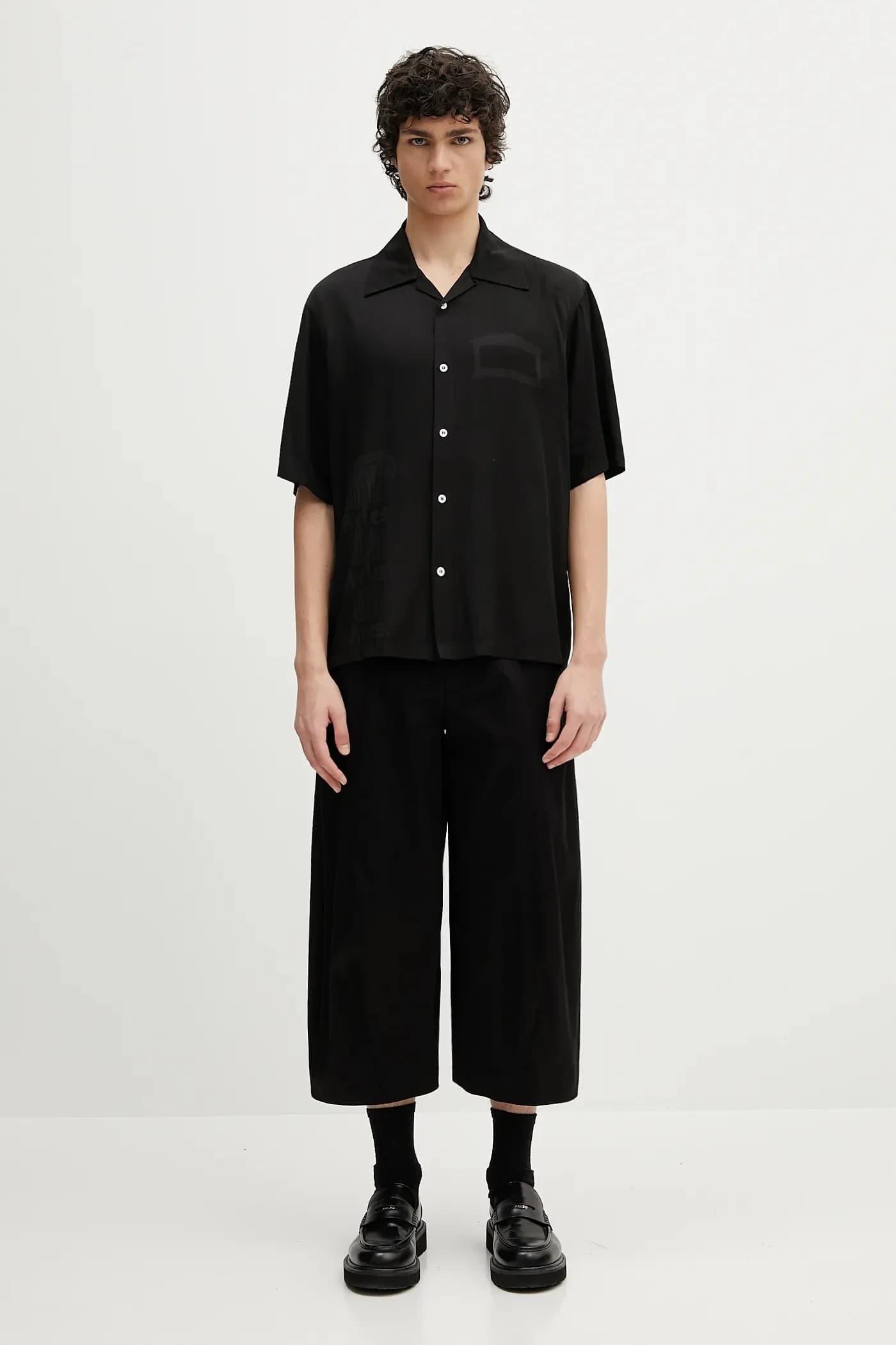 Гавайская рубашка из атласа и вискозы с древней колонной - фото 9