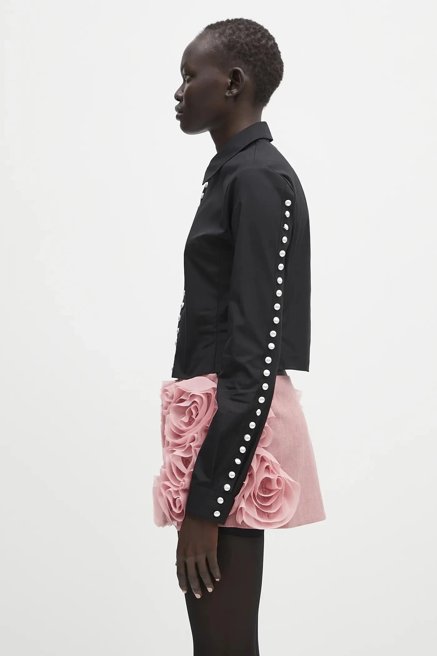 Хлопковая приталенная рубашка с жемчужными пуговицами - фото 2