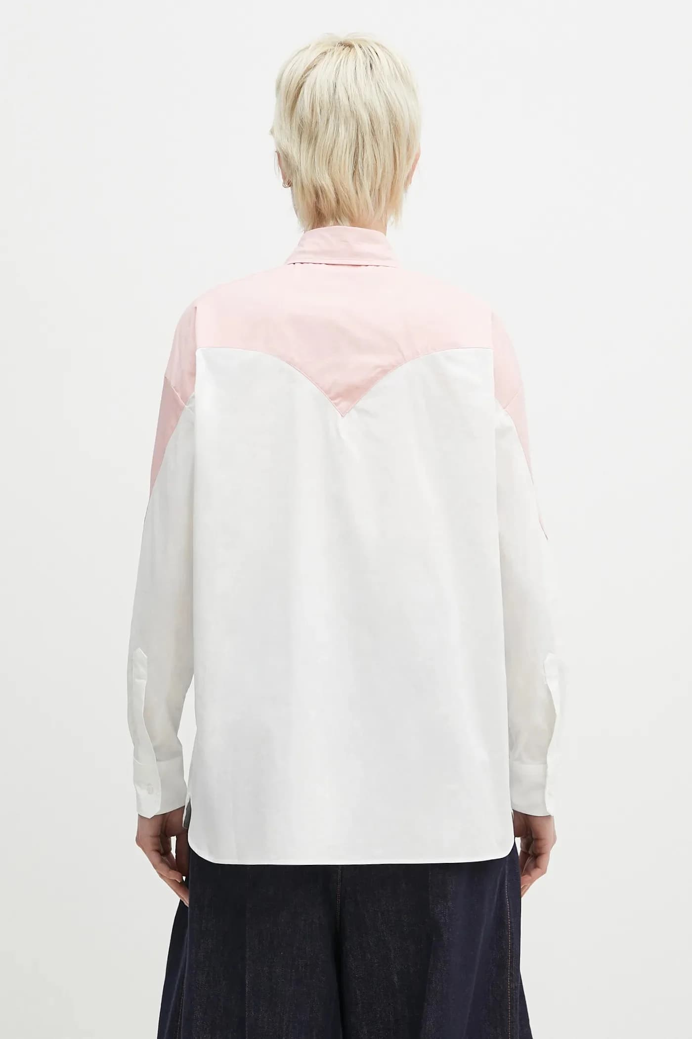 Хлопковая рубашка свободного кроя с вышивкой в ​​форме сердца - фото 6