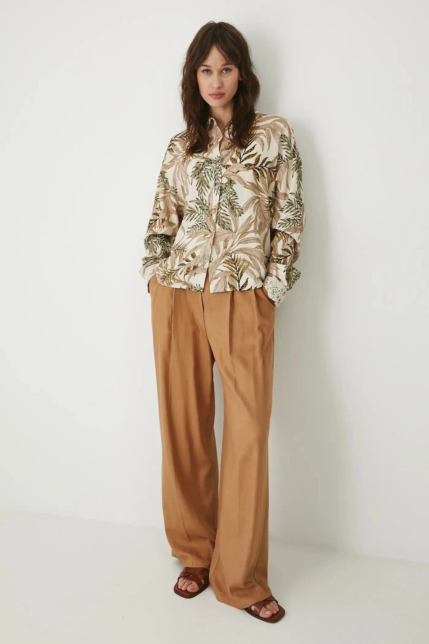 Рубашка из смесового льна - фото 2