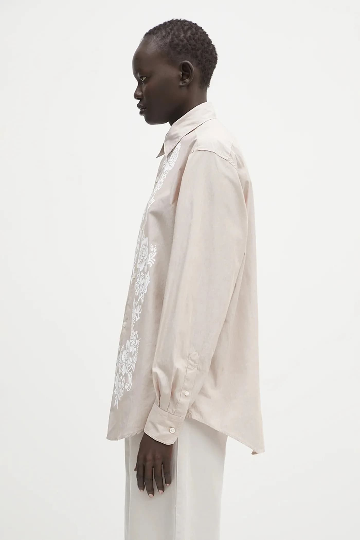 Рубашка из хлопкового кружева из поплина с принтом - фото 4