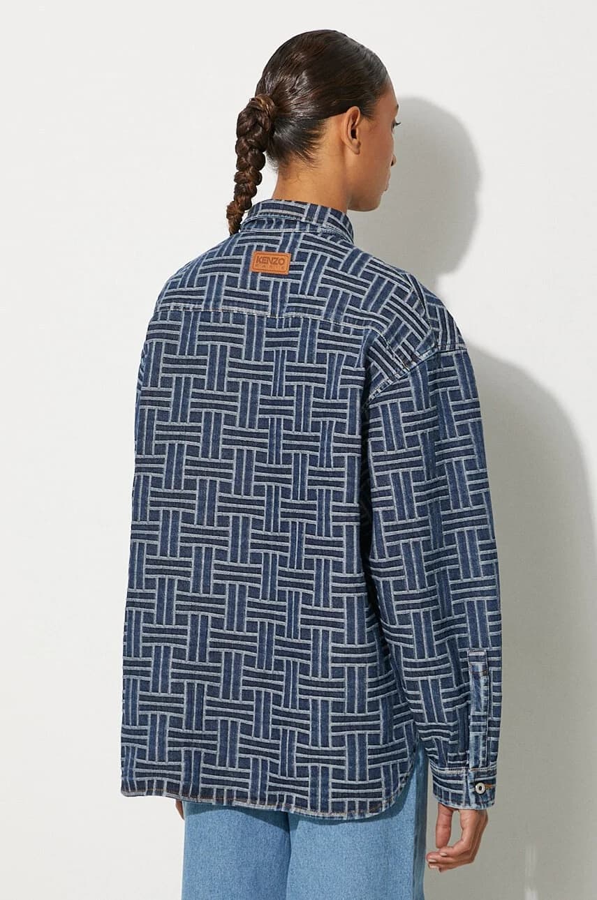 джинсовая рубашка с заниженными плечами - фото 3