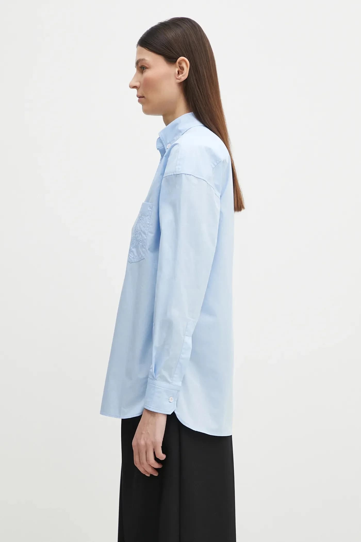 Хлопковая рубашка свободного кроя с вышивкой ангела - фото 2