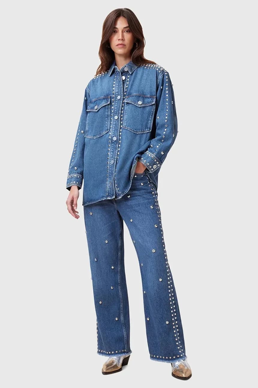 рубашка из хлопкового денима ALBA - фото 5