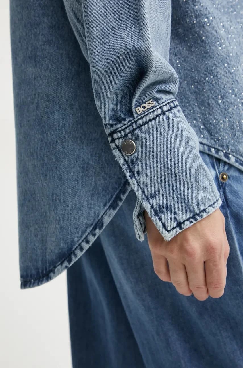 BOSS Оранжевая джинсовая рубашка - фото 5