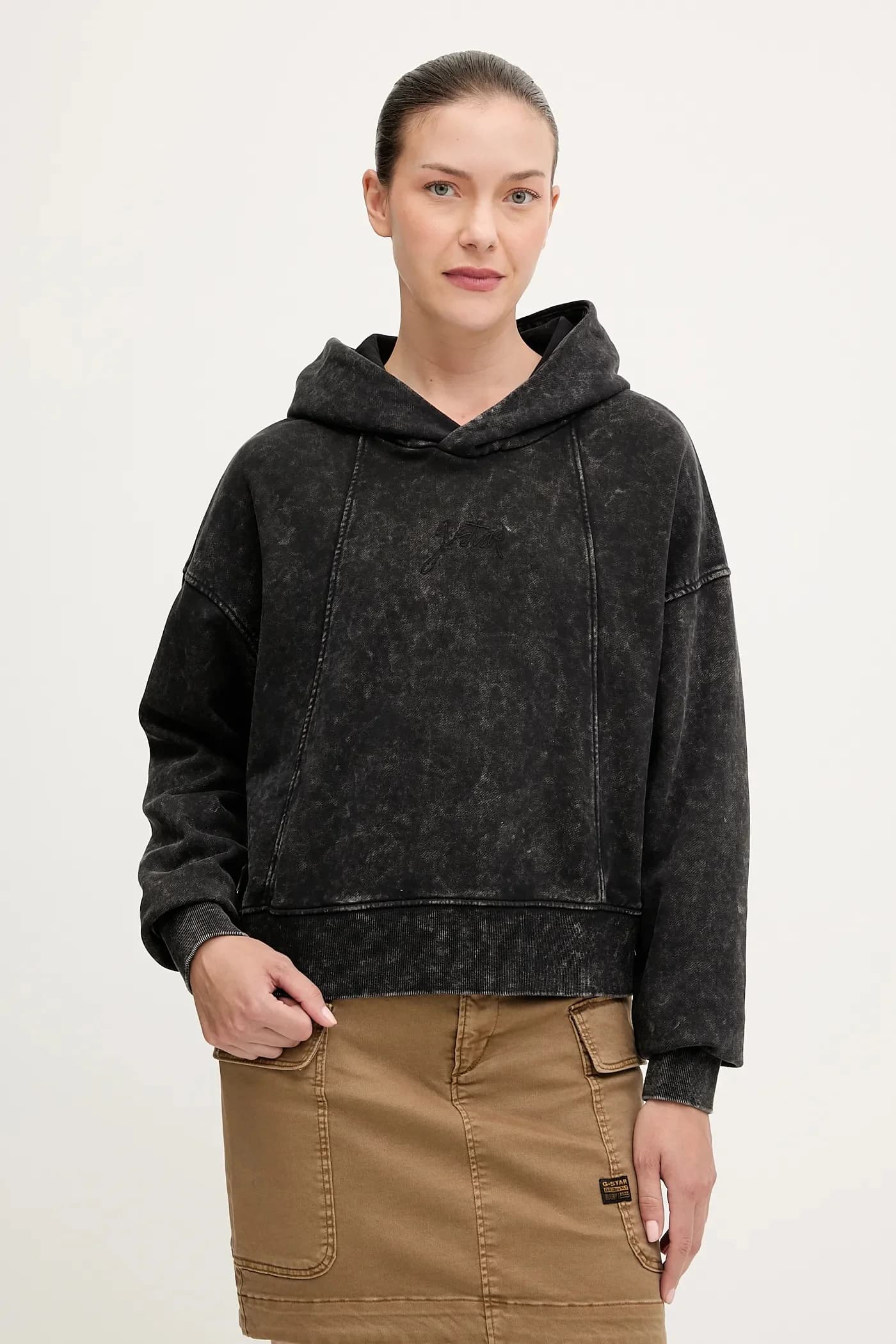 Толстовка из хлопка с выстиранным узором