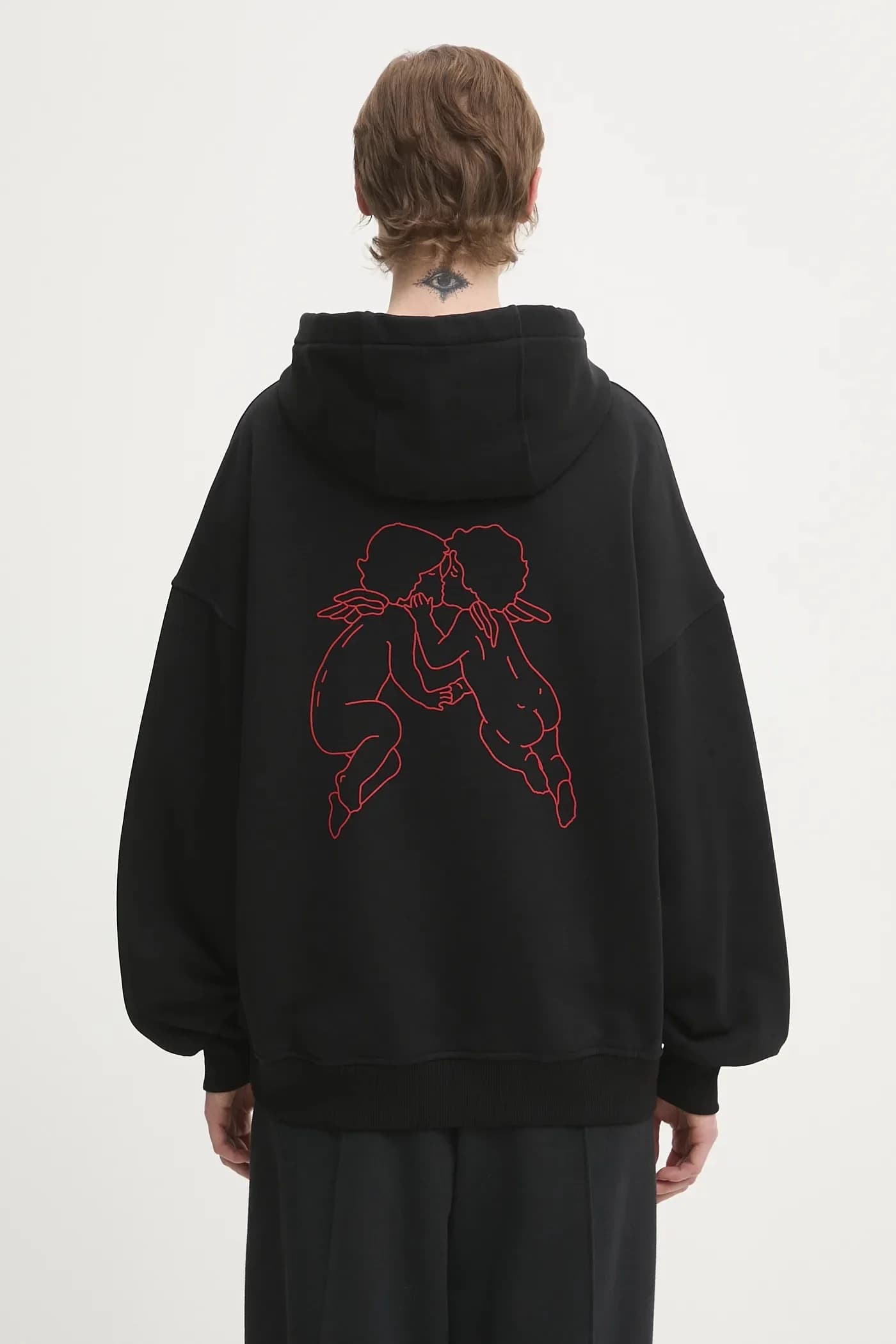 Свободный хлопковый свитшот с принтом Kissing Angels Love - фото 3