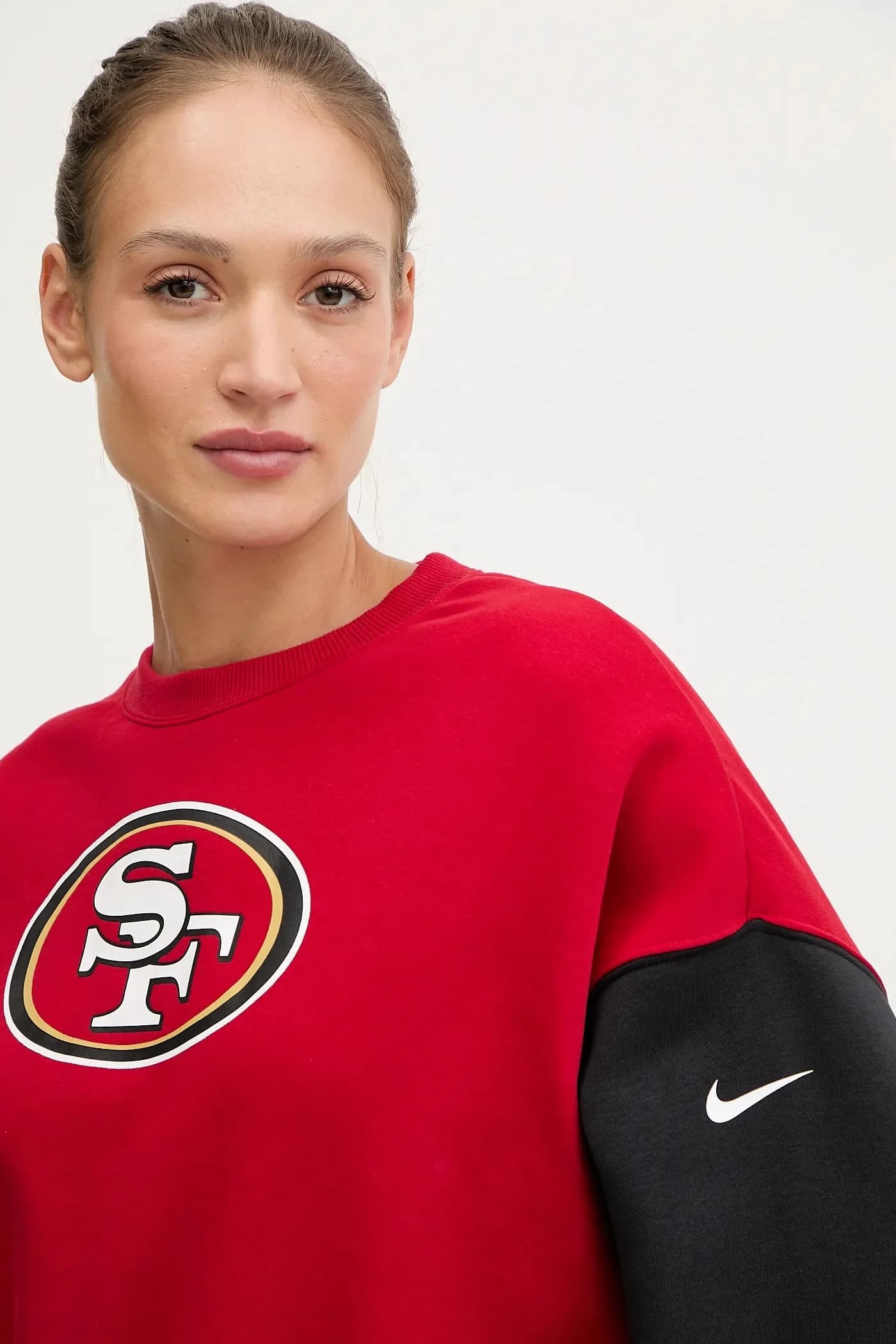 Флисовый свитшот оверсайз с круглым вырезом - фото 4