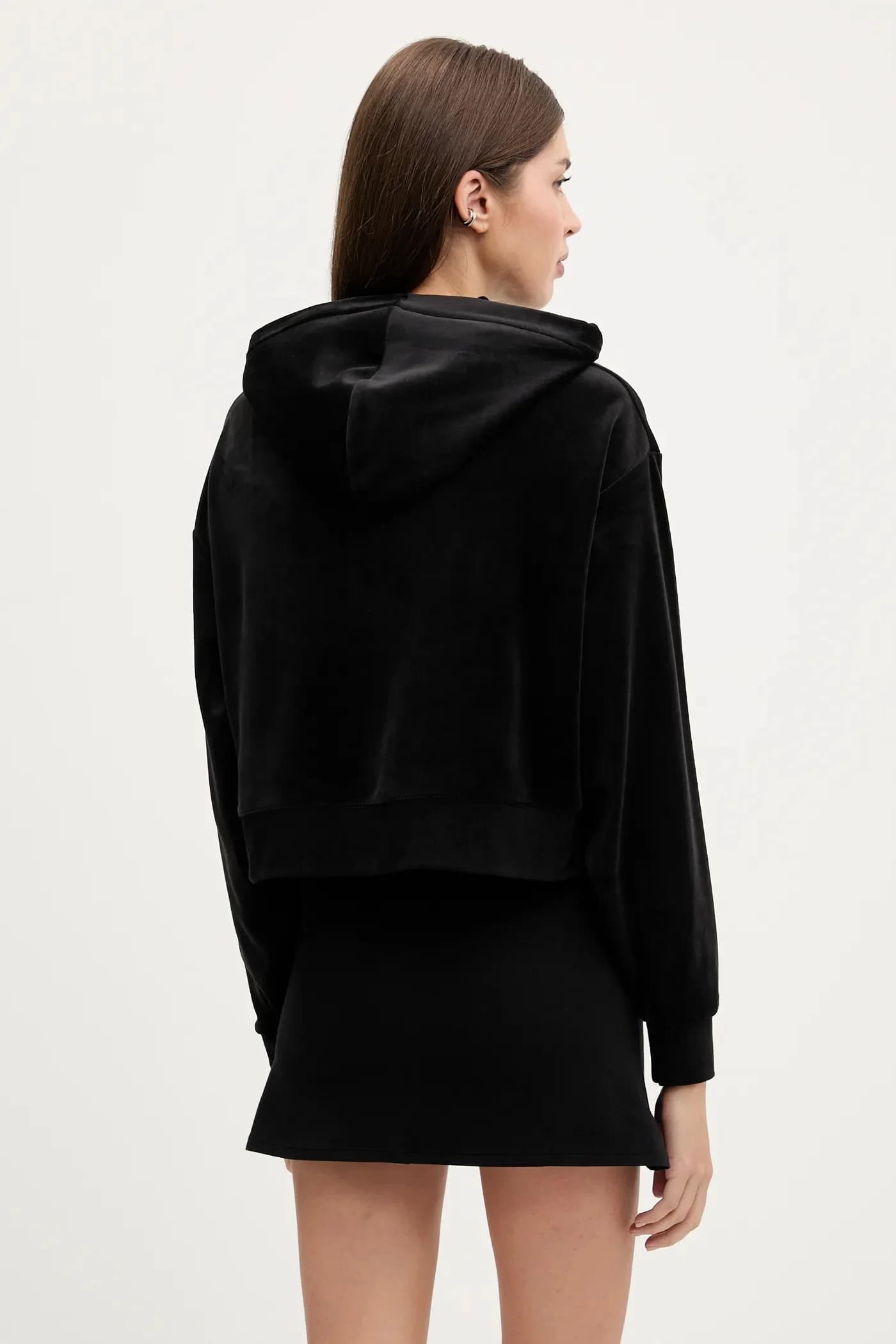 Бархатный свитшот BRENDAL CROP OVERSIZED HOODIE - фото 3