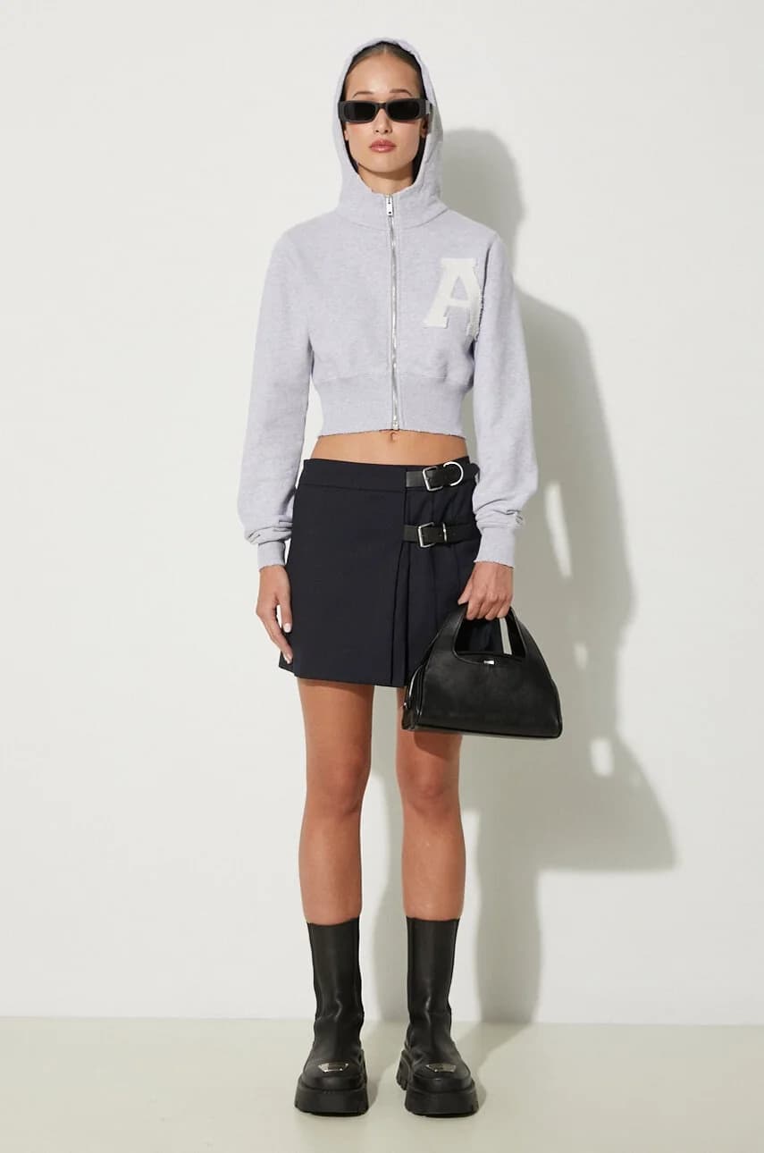 Хлопковая укороченная толстовка с капюшоном - фото 2