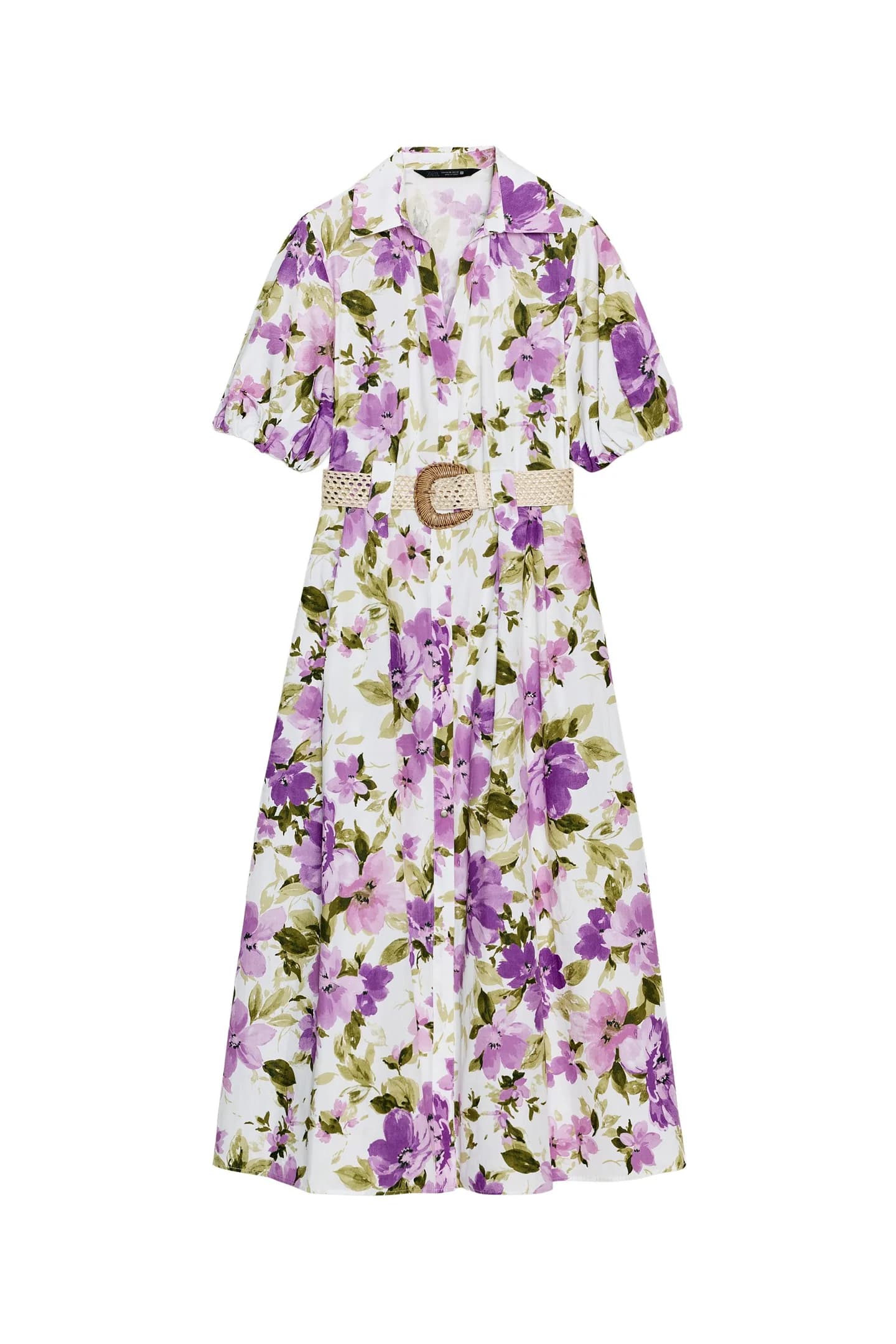 ПЛАТЬЕ МИДИ С ПОЯСОМ И ЦВЕТОЧНЫМ ПРИНТОМ - фото 3