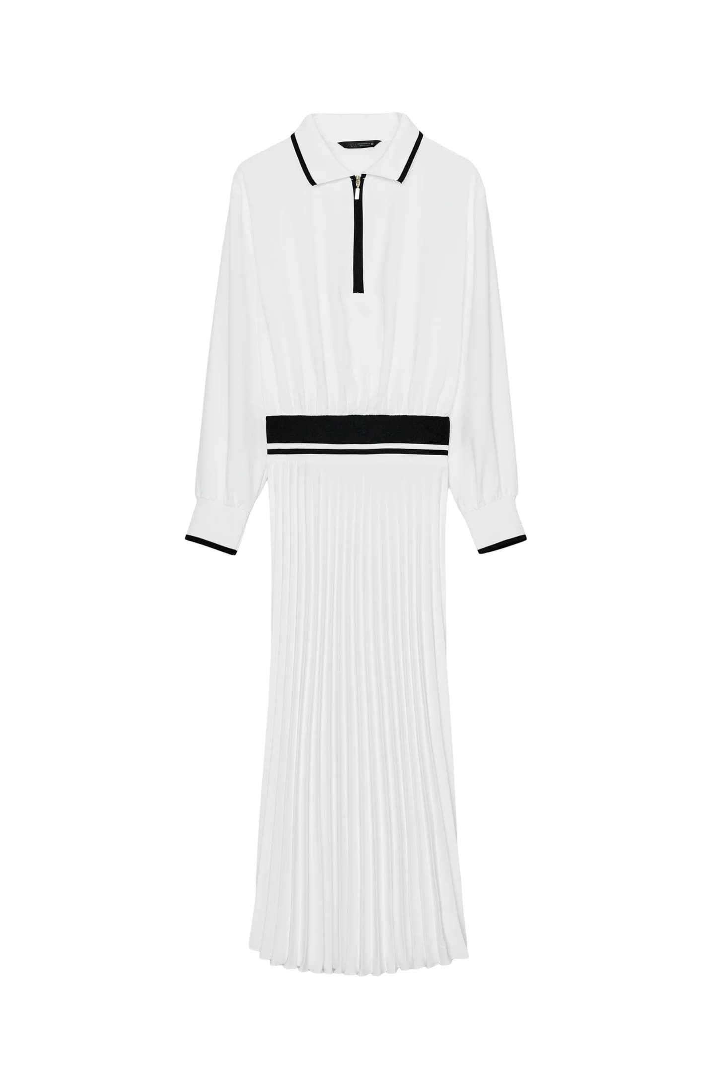 ПЛАТЬЕ МИДИ ИЗ КОМБИНИРОВАННОЙ ТКАНИ С ПЛИССОЙ - фото 3