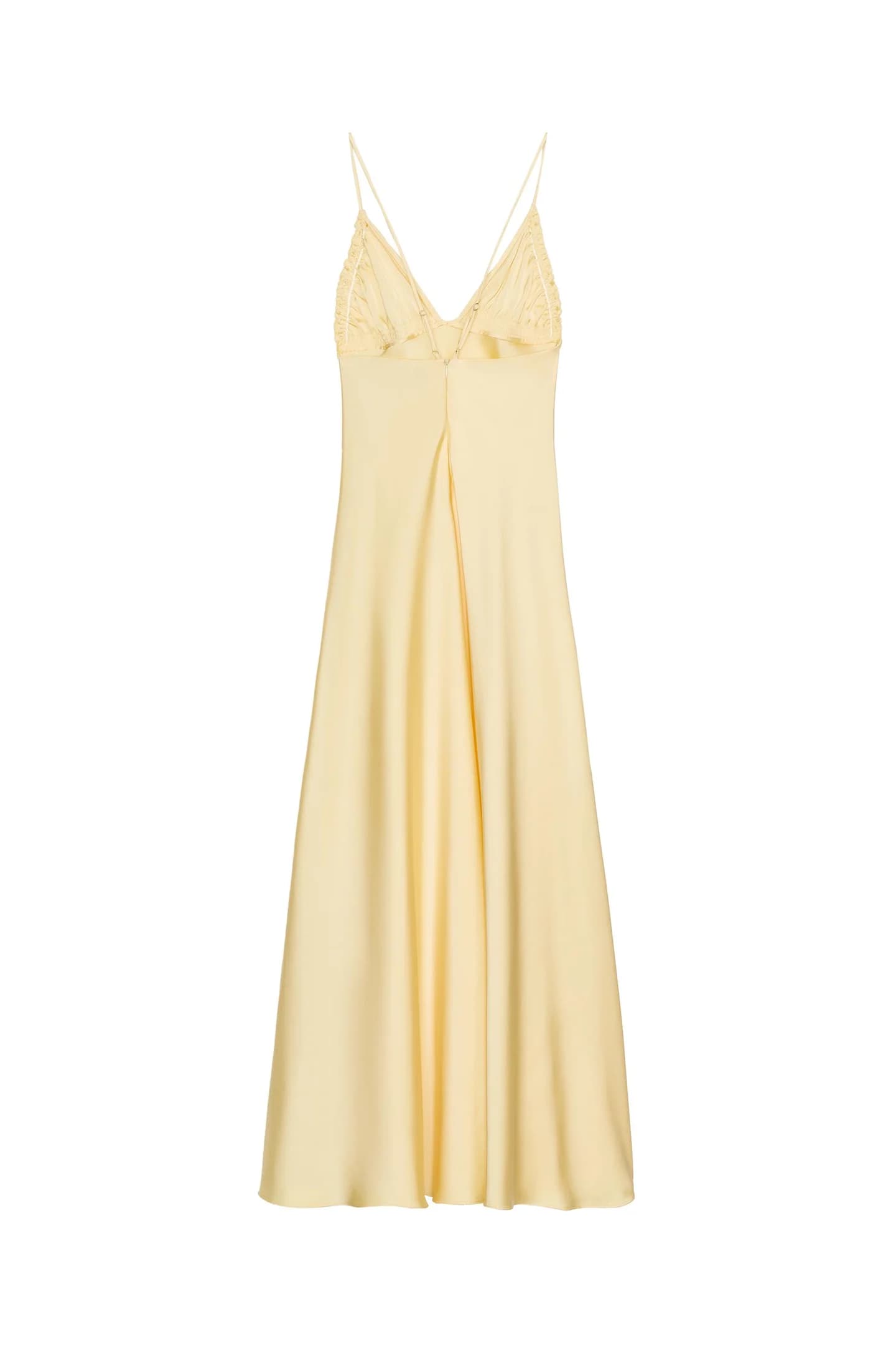 ПЛАТЬЕ МИДИ ИЗ АТЛАСНОЙ ТКАНИ С РЕБОЧКАМИ - фото 3