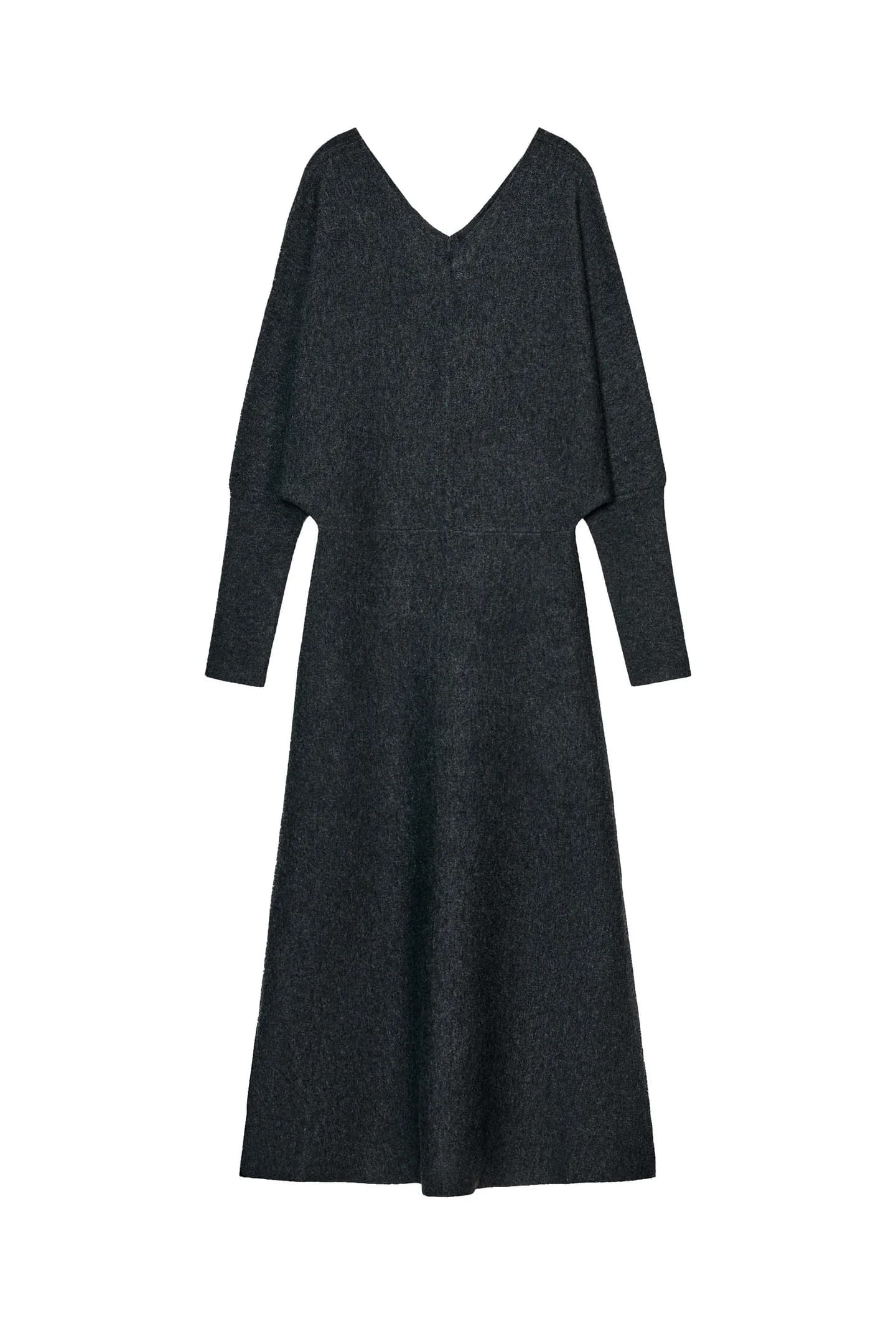 ТРИКОТАЖНОЕ МИДИ-ПЛАТЬЕ С V-ОБРАЗНЫМ ВЫРЕЗОМ - фото 3