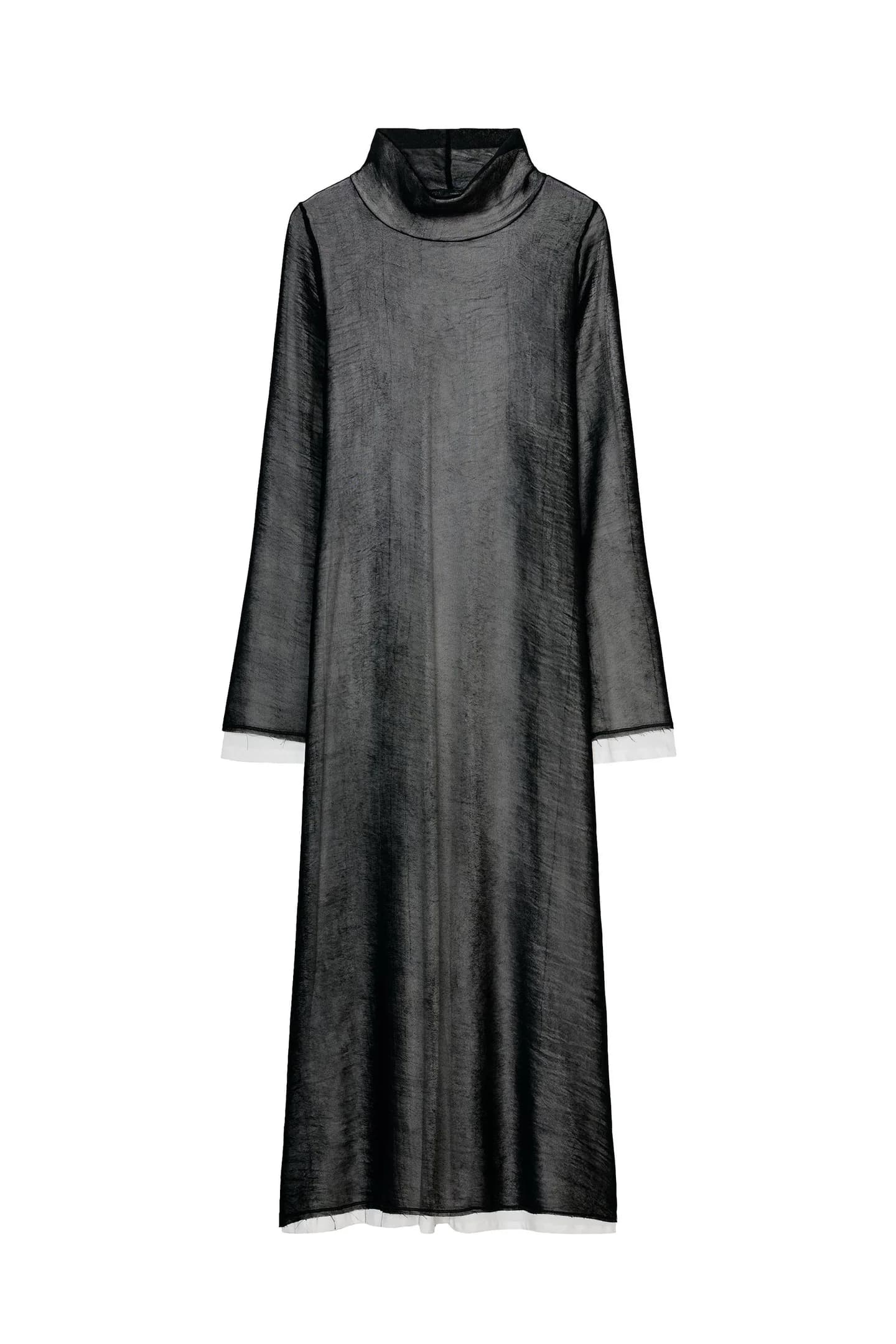 ДЛИННОЕ ПЛАТЬЕ ИЗ КОМБИНИРОВАННОЙ ТКАНИ - фото 3