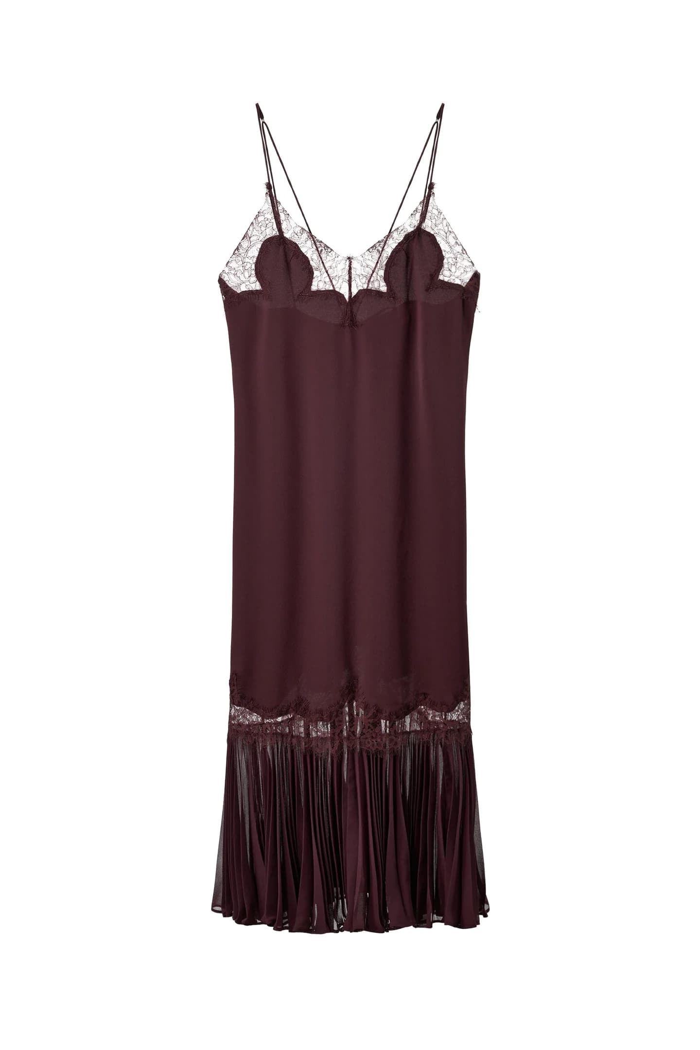 ПЛИССИРОВАННОЕ ПЛАТЬЕ ИЗ КОМБИНИРОВАННОЙ ТКАНИ С КРУЖЕВОМ - фото 3