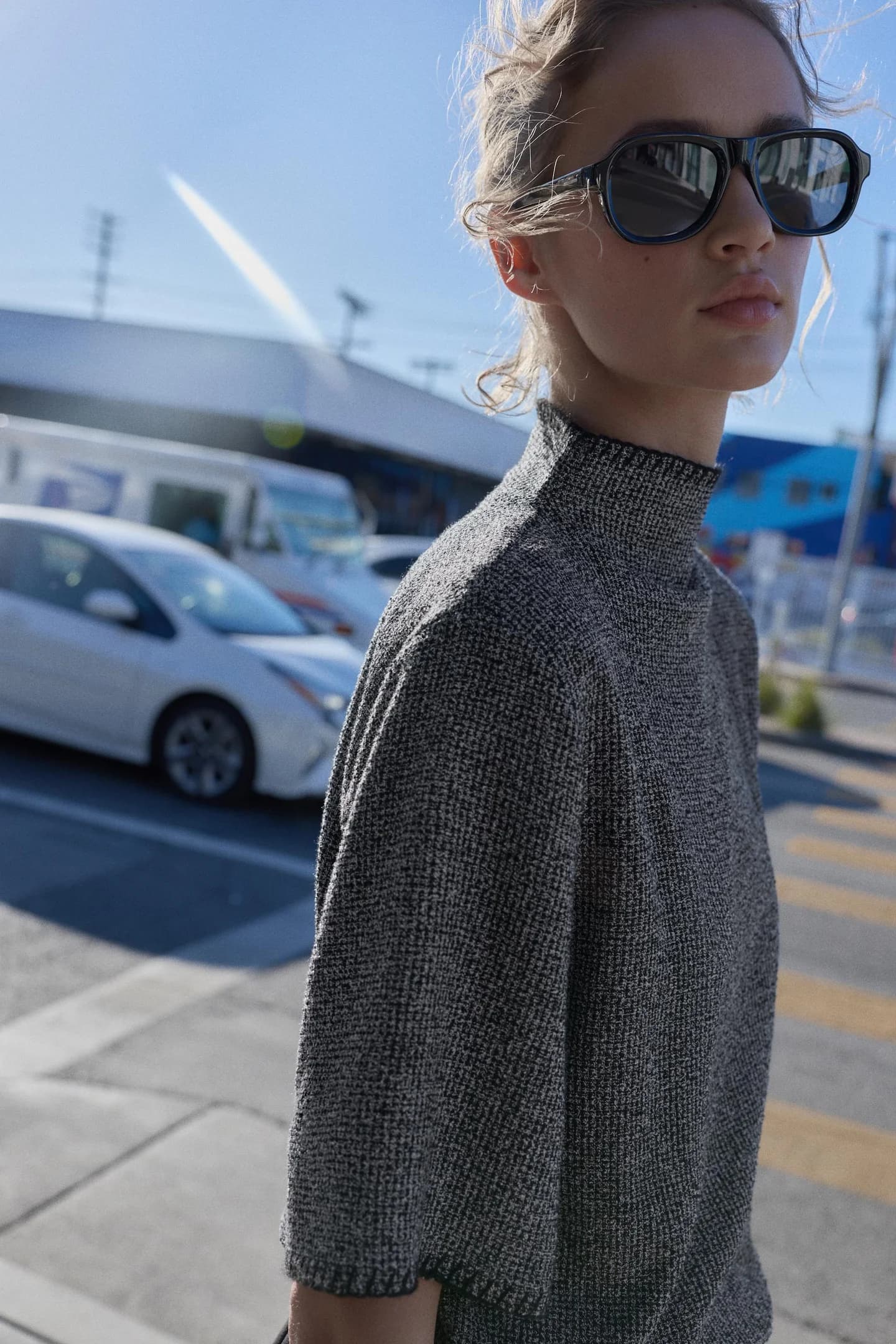 ПЛАТЬЕ МИДИ ИЗ КОМБИНИРОВАННОЙ ТКАНИ - фото 2