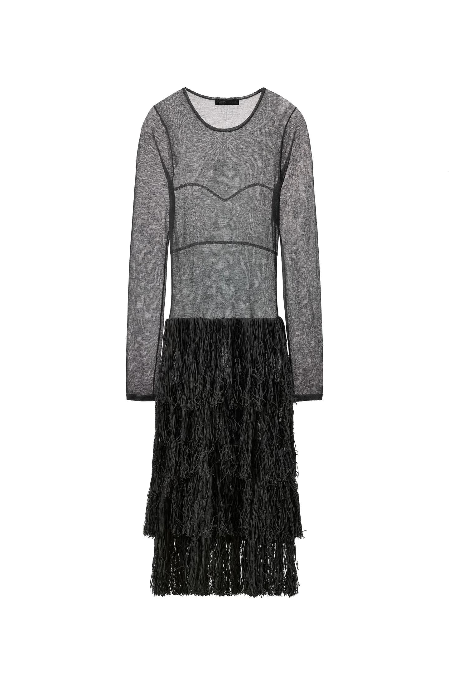 ТРИКОТАЖНОЕ ПЛАТЬЕ С МЕТАЛЛИЗИРОВАННОЙ НИТЬЮ И БАХЛОЙ - фото 3