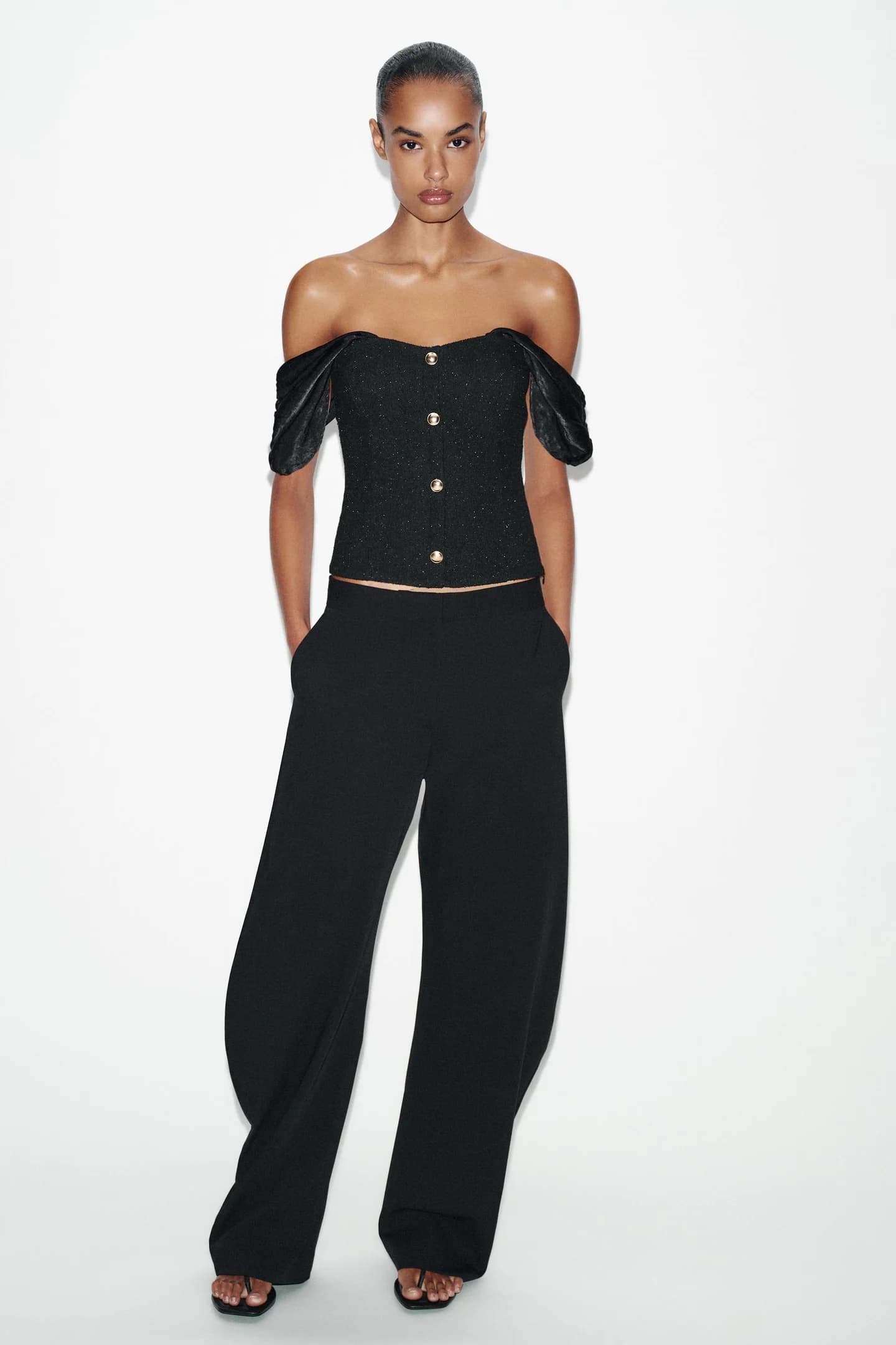 ТОП ИЗ КОМБИНИРОВАННОЙ ТКАНИ БУКЛЕ - фото 2