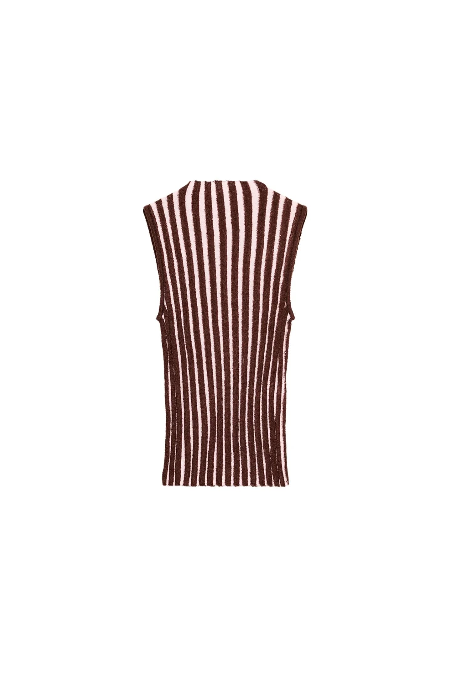 ТОП БЕЗ РУКАВОВ С ПОЛОСАМИ ИЗ ФАКТУРНОЙ ТКАНИ - фото 3