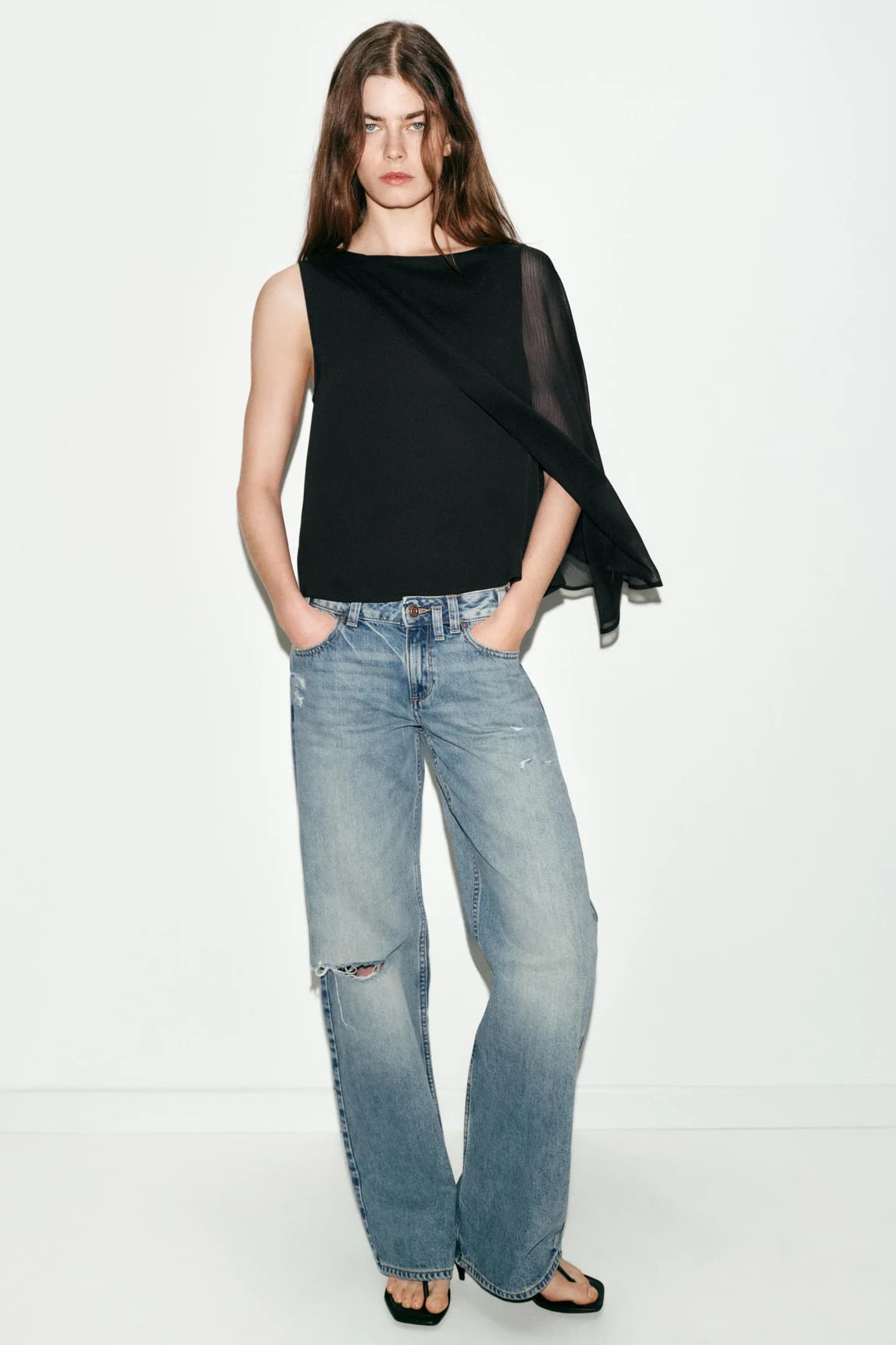 БЛУЗКА СО ВСТАВКАМИ И КРЫШКОЙ - фото 2