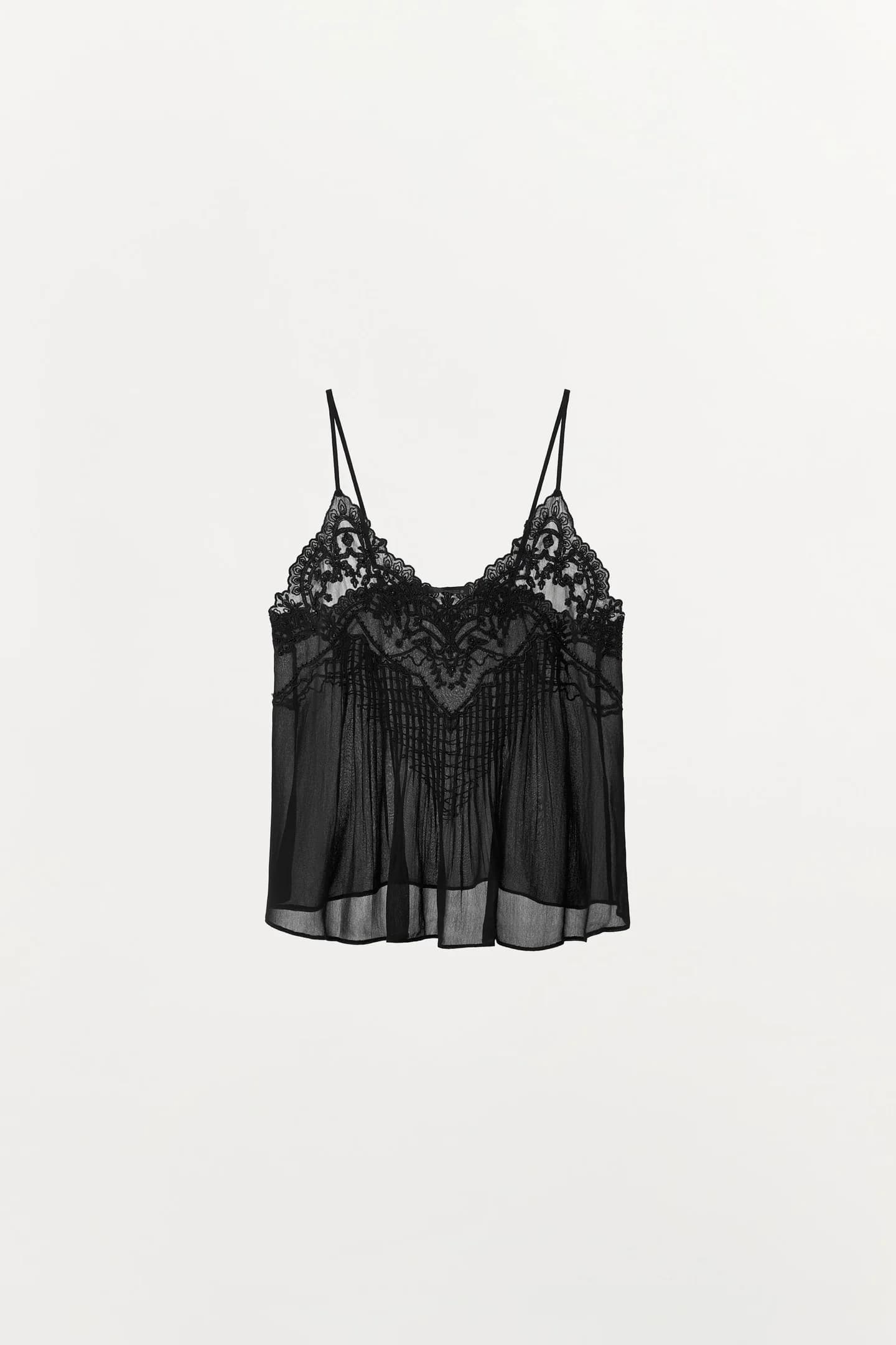 ТОП БЕЛЬЕВОГО СТИЛЯ С ВЫШИВКОЙ И БИСЕРОМ ИЗ КОЛЛЕКЦИИ ZW - фото 2