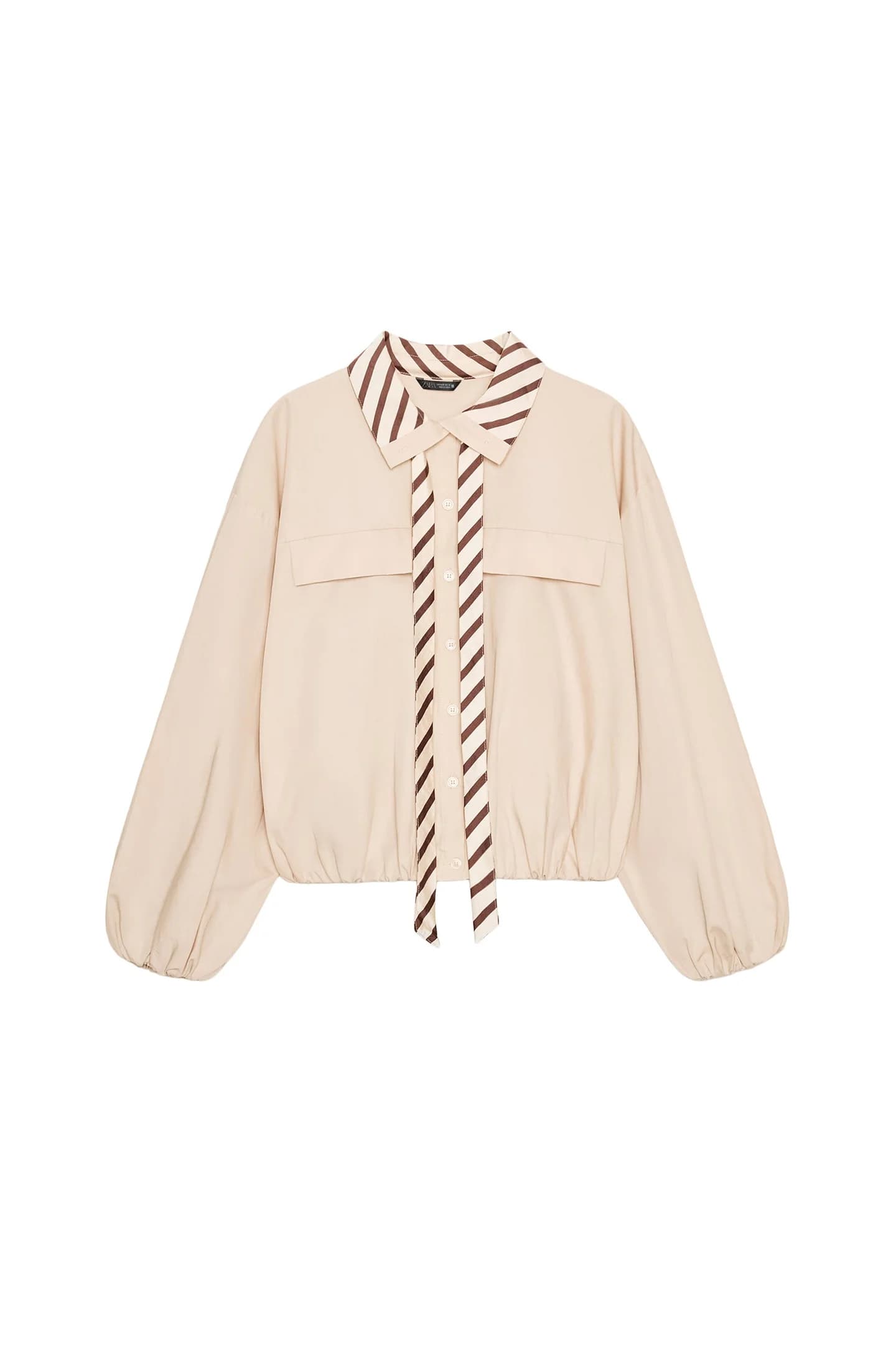 РУБАШКА ПОППЛИНА С КОНТРАСТНЫМ ВОРОТНИКОМ - фото 3