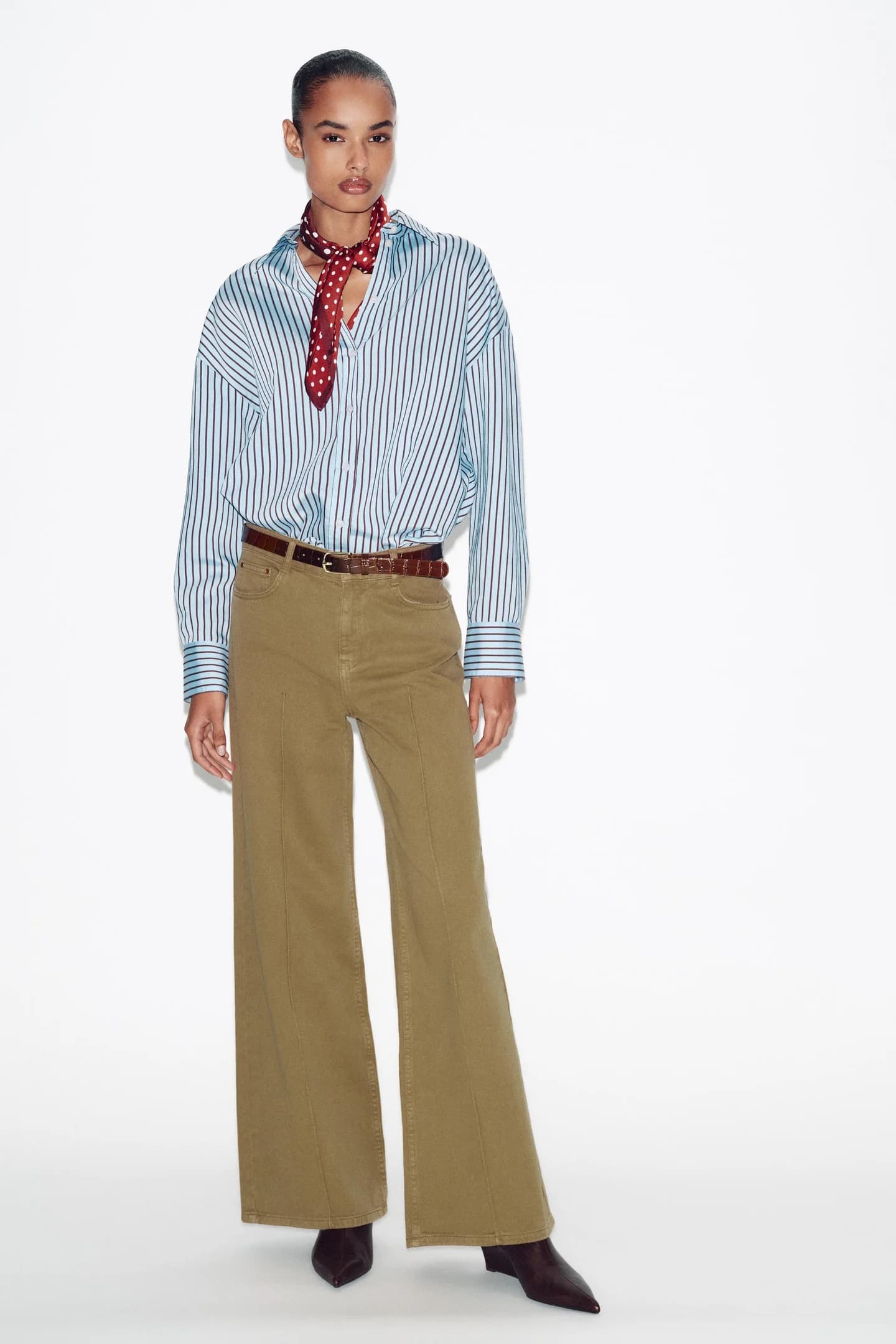 РУБАШКА ОВЕРСАЙЗ С ПОЛОСАМИ ПОПЛИН - фото 2