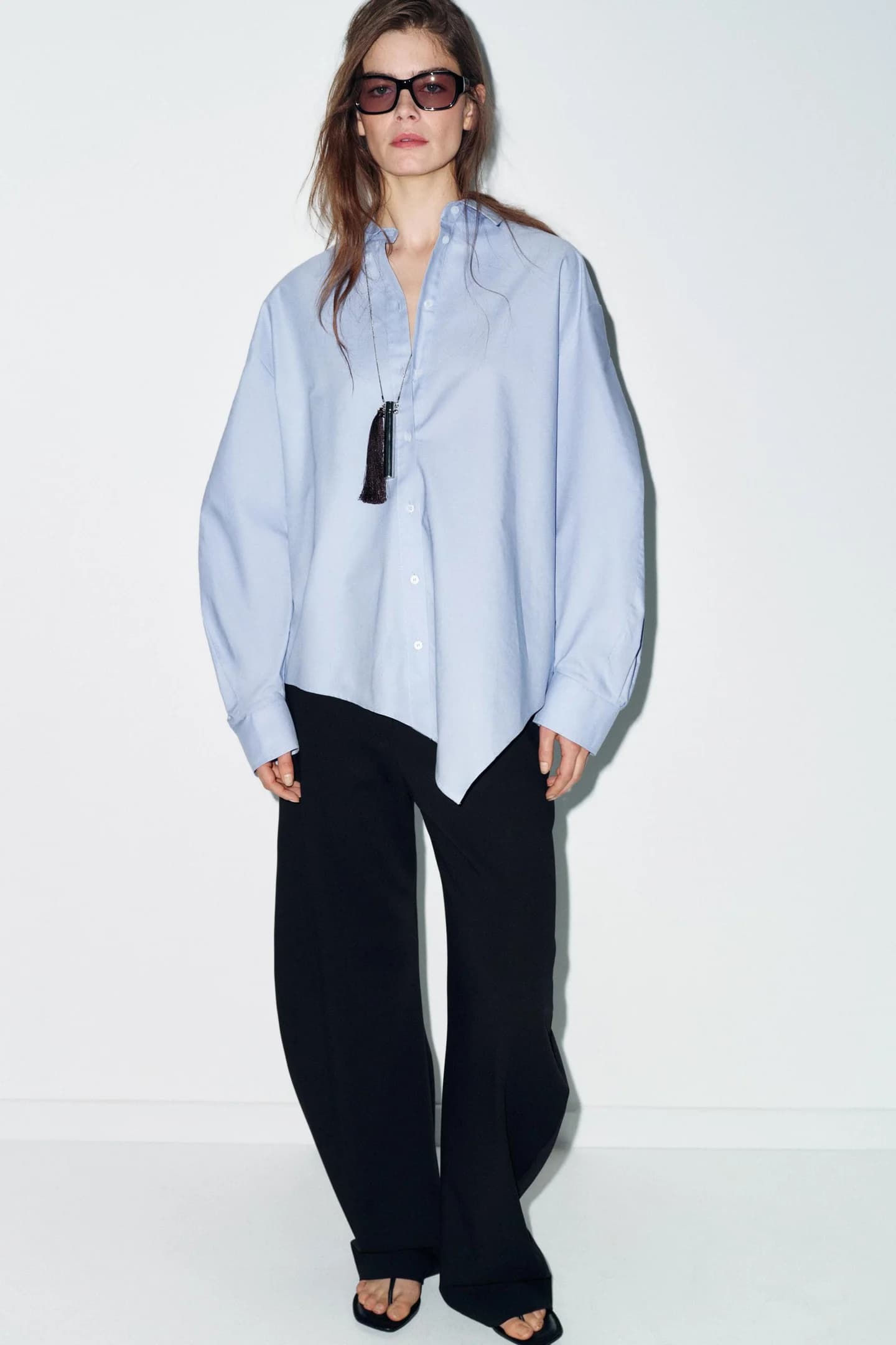 АСИММЕТРИЧНАЯ РУБАШКА ИЗ ТКАНИ ОКСФОРД - фото 2