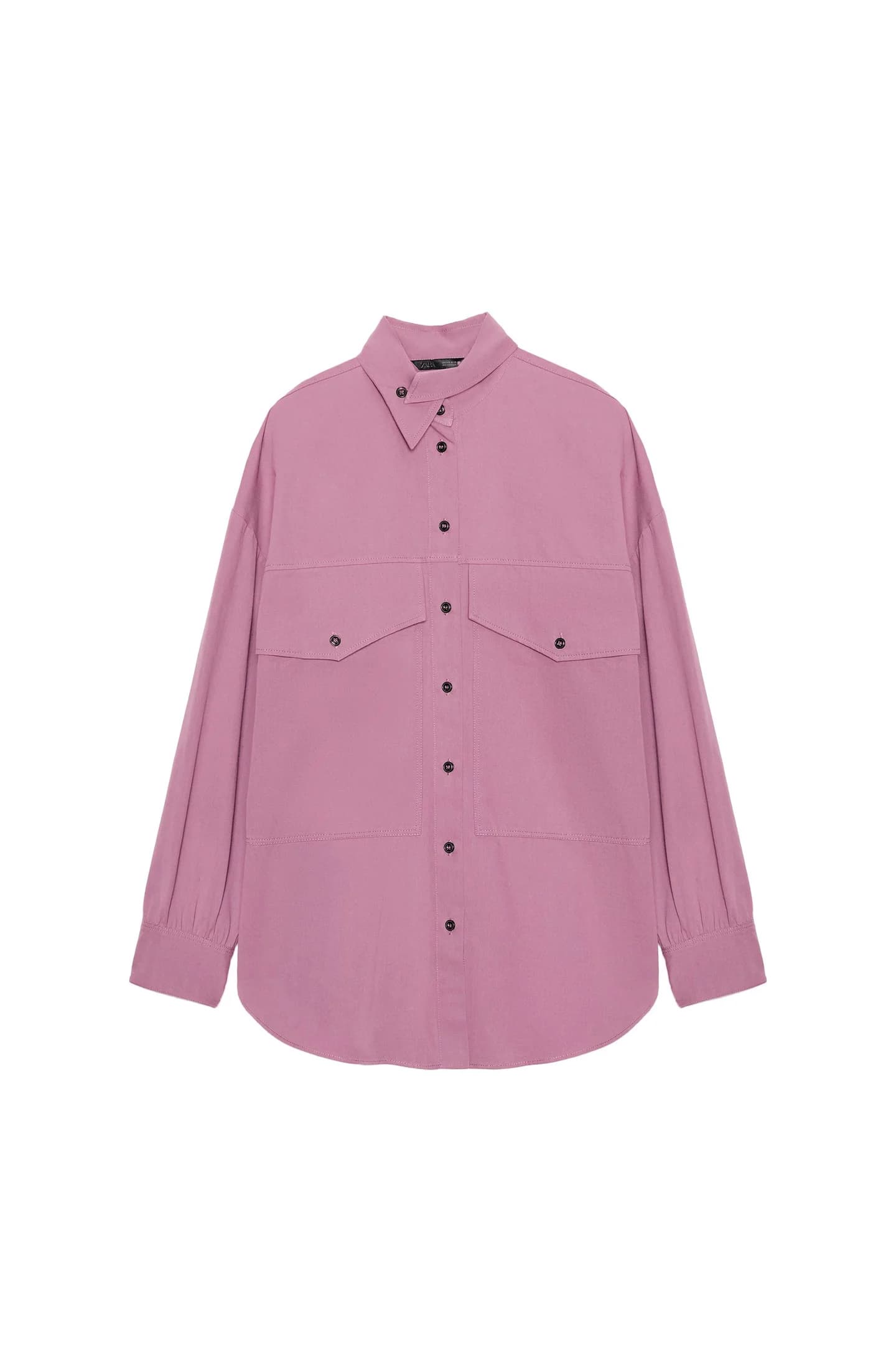 РУБАШКА ОВЕРСАЙЗ С ВЫСОКИМ ВОРОТНИКОМ - фото 3