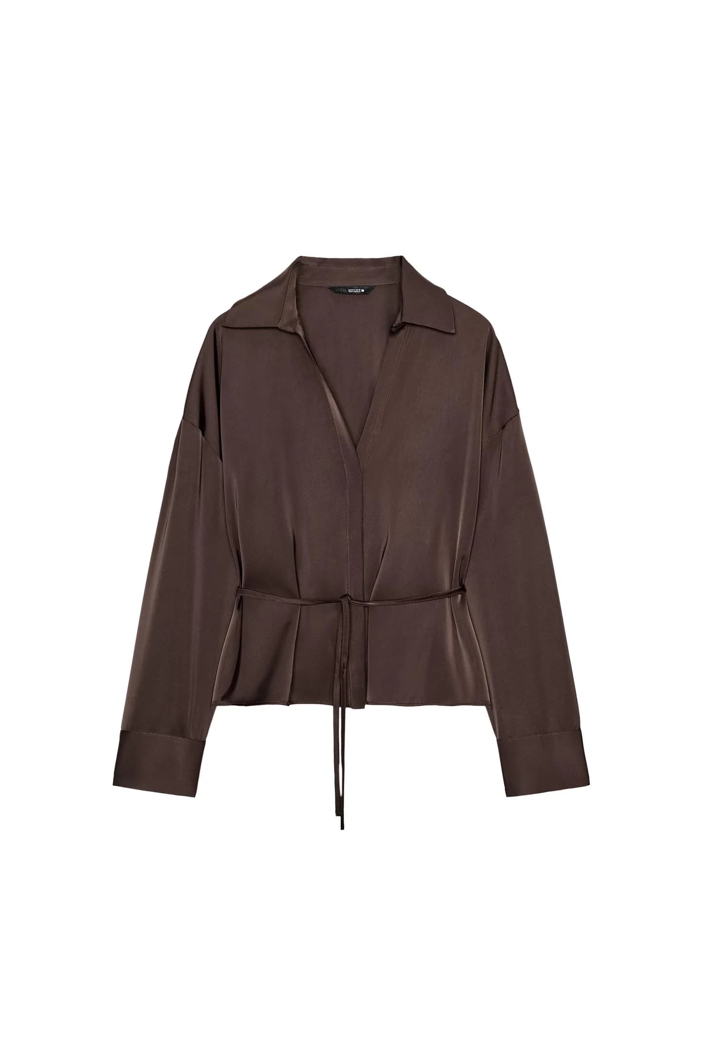 БЛУЗКА ИЗ АТЛАСНОЙ ТКАНИ С ПОЯСОМ - фото 3