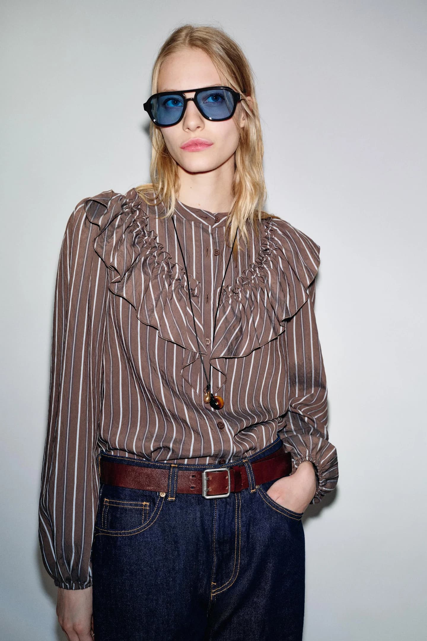 ПОЛОСКАЯ РУБАШКА С ОРУШАМИ - фото 2