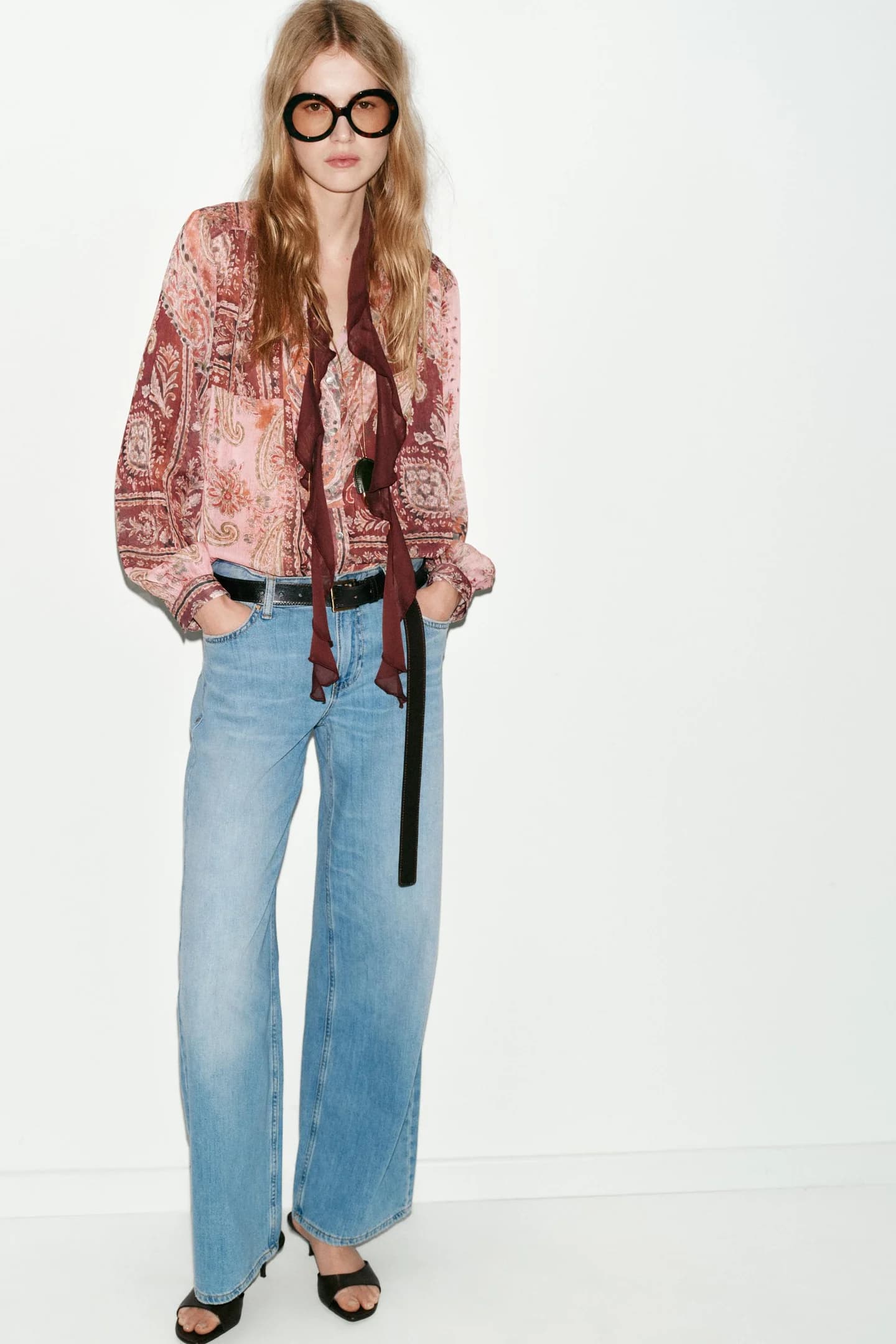 БЛУЗКА С ПРИНТОМ И БАНТОМ - фото 2