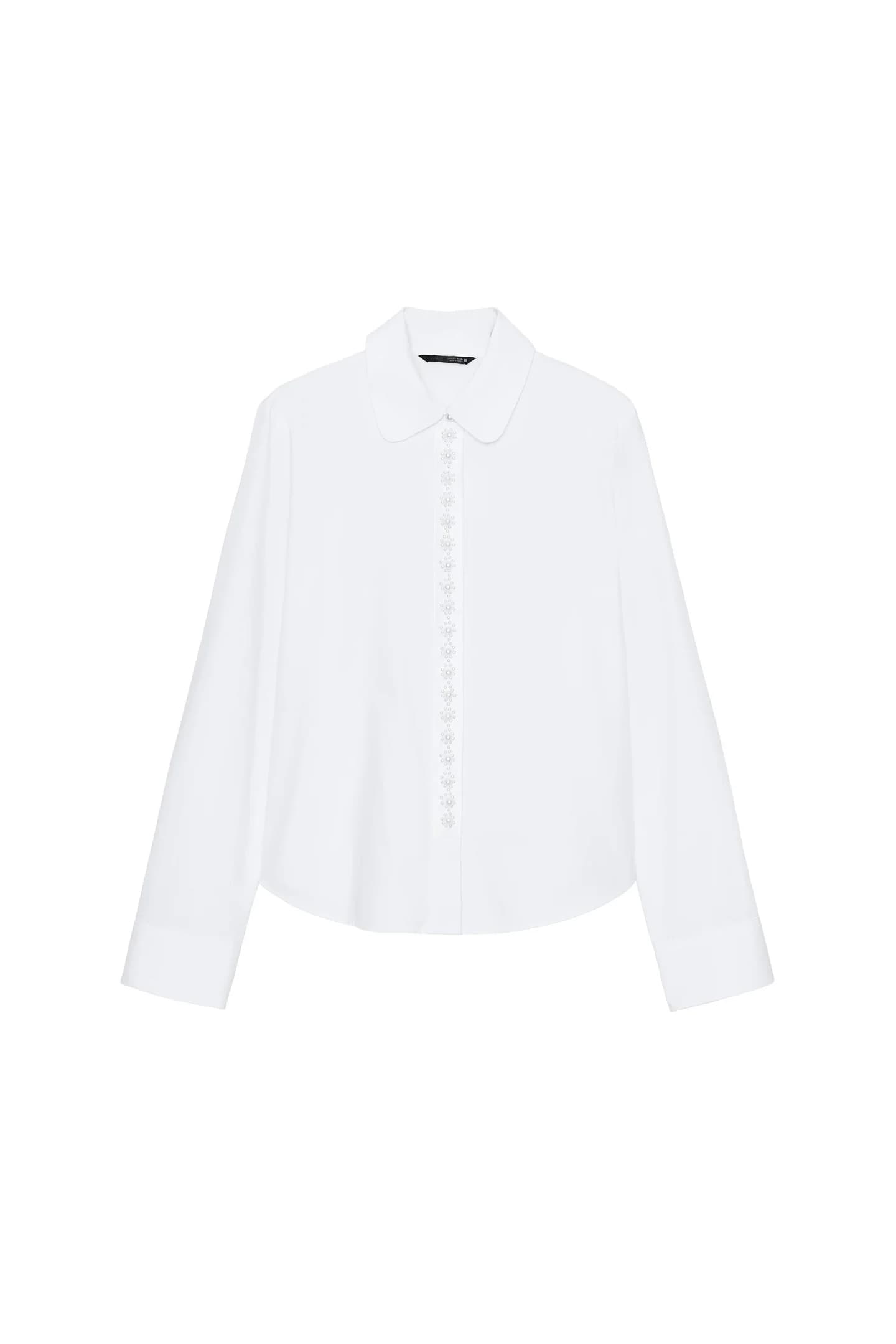 РУБАШКА ИЗ ПОПЛИН С ЖЕМЧУГОМAmi - фото 3