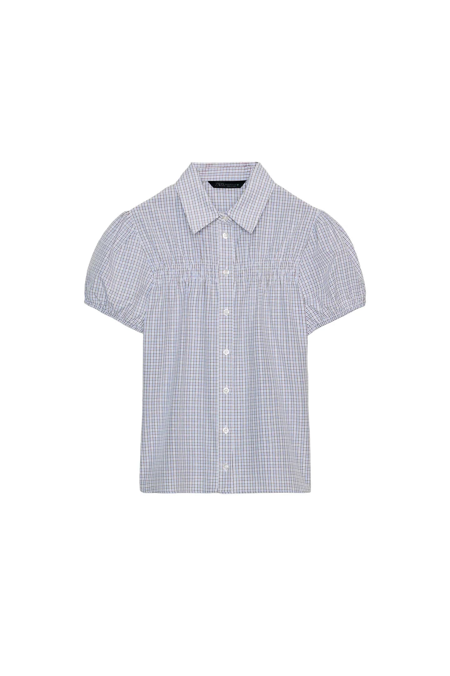 РУБАШКА В КЛЕТИКУ ИЗ ЭЛАСТИЧНОГО ПОПЛИН - фото 3