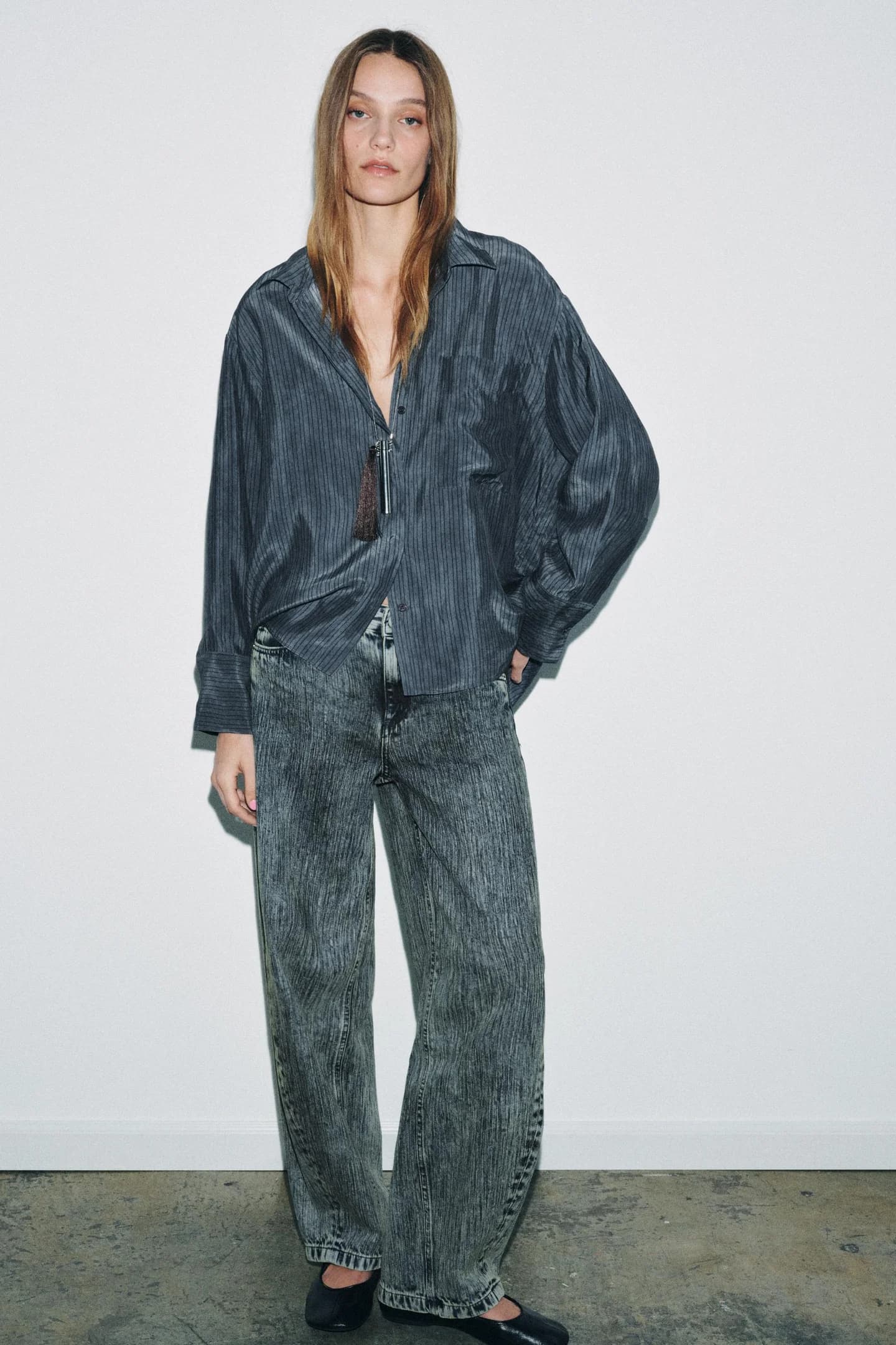 СВОБОДНАЯ ПОЛОСКАЯ РУБАШКА ИЗ КОЛЛЕКЦИИ ZW - фото 2