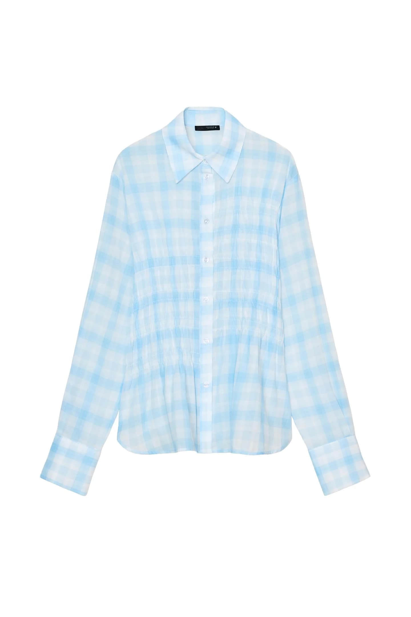 РУБАШКА В КЛЕТИКУ С ЭЛАСТИЧНЫМИ ВСТАВКАМИ - фото 3