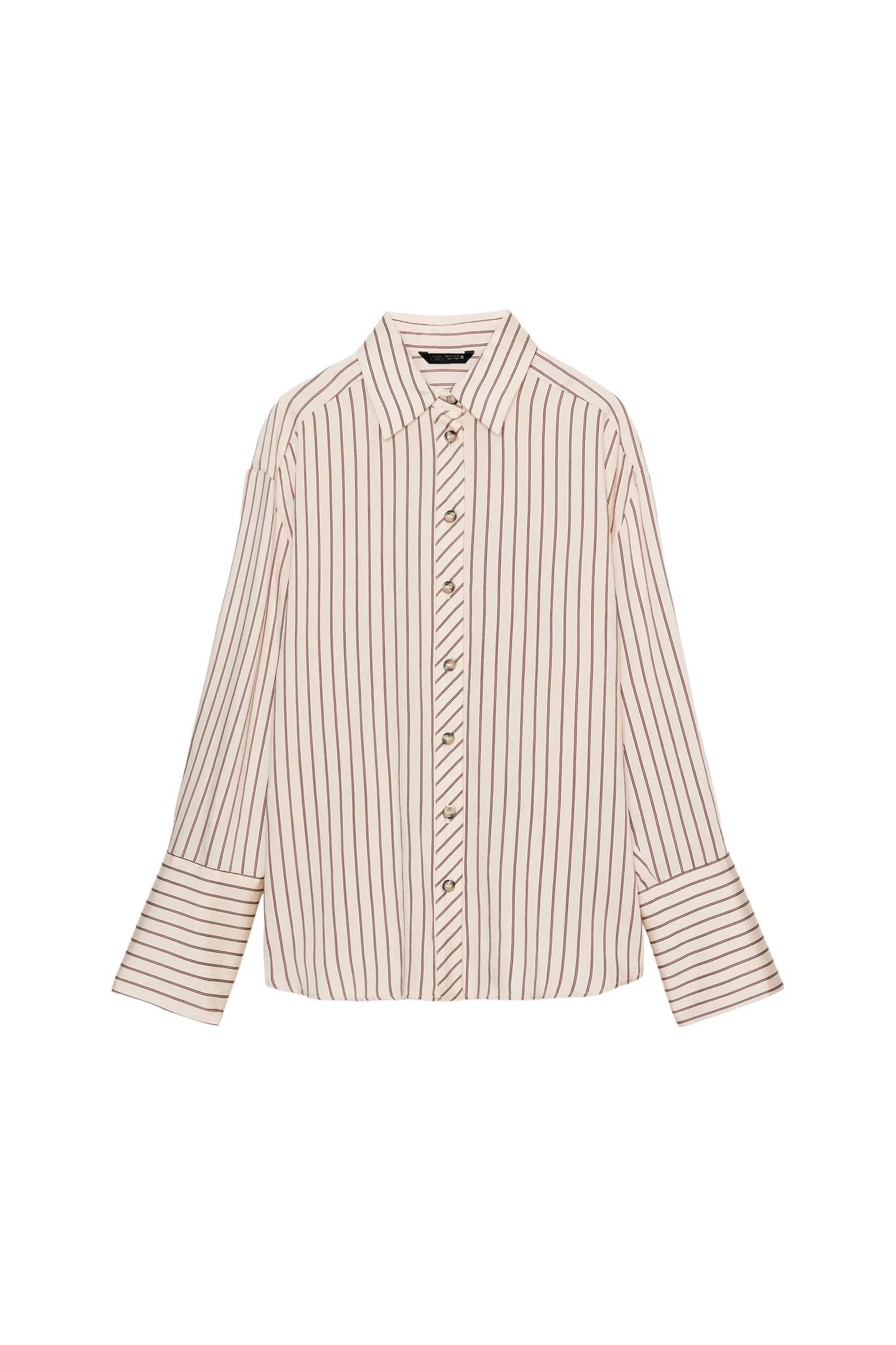 РУБАШКА В ПОЛОСКУ С ШИРОКИМИ МАНКЕТАМИ - фото 3