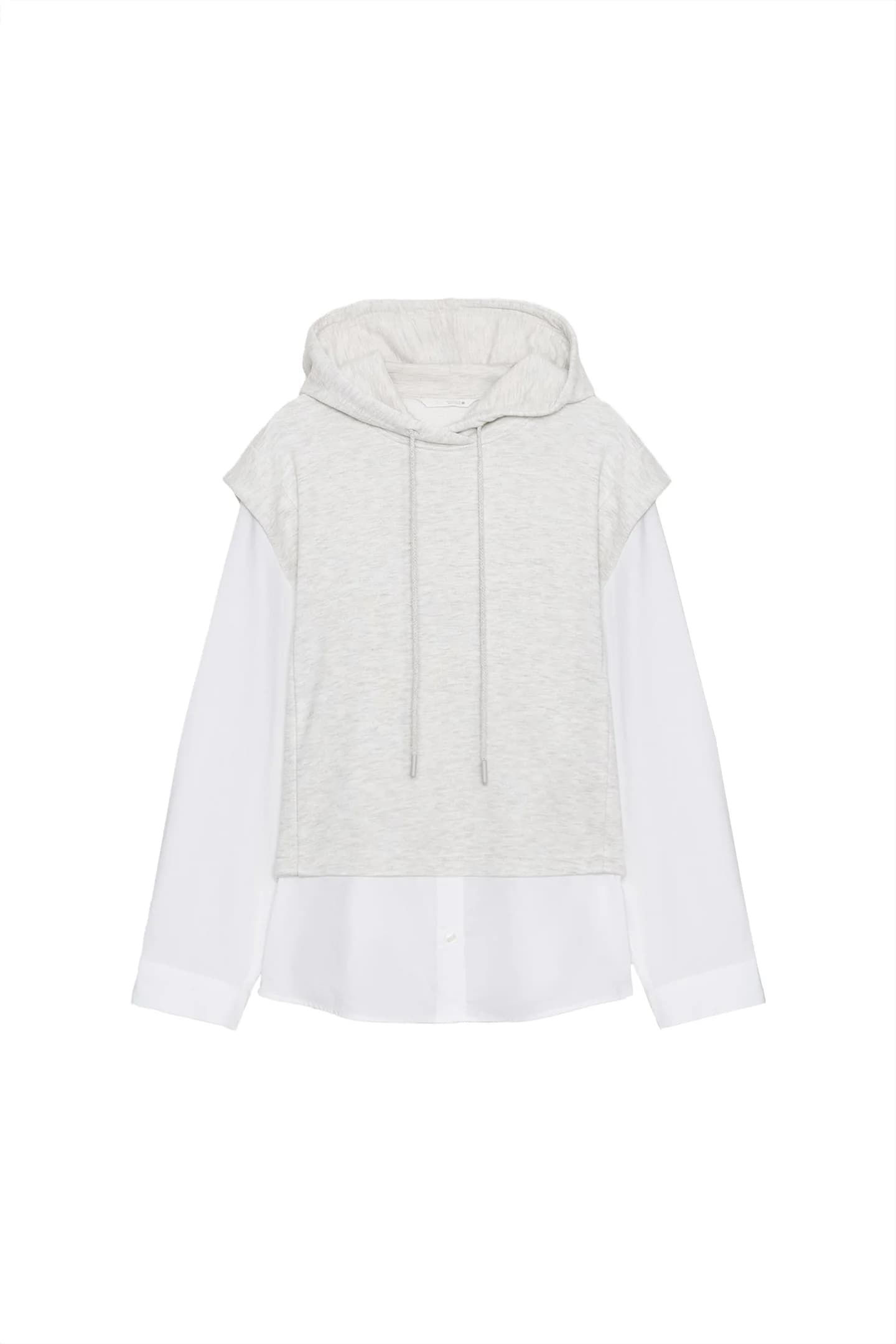 РУБАШКА ИЗ СОЕДИНЕННОЙ ТКАНИ С КАПЮШОНОМ