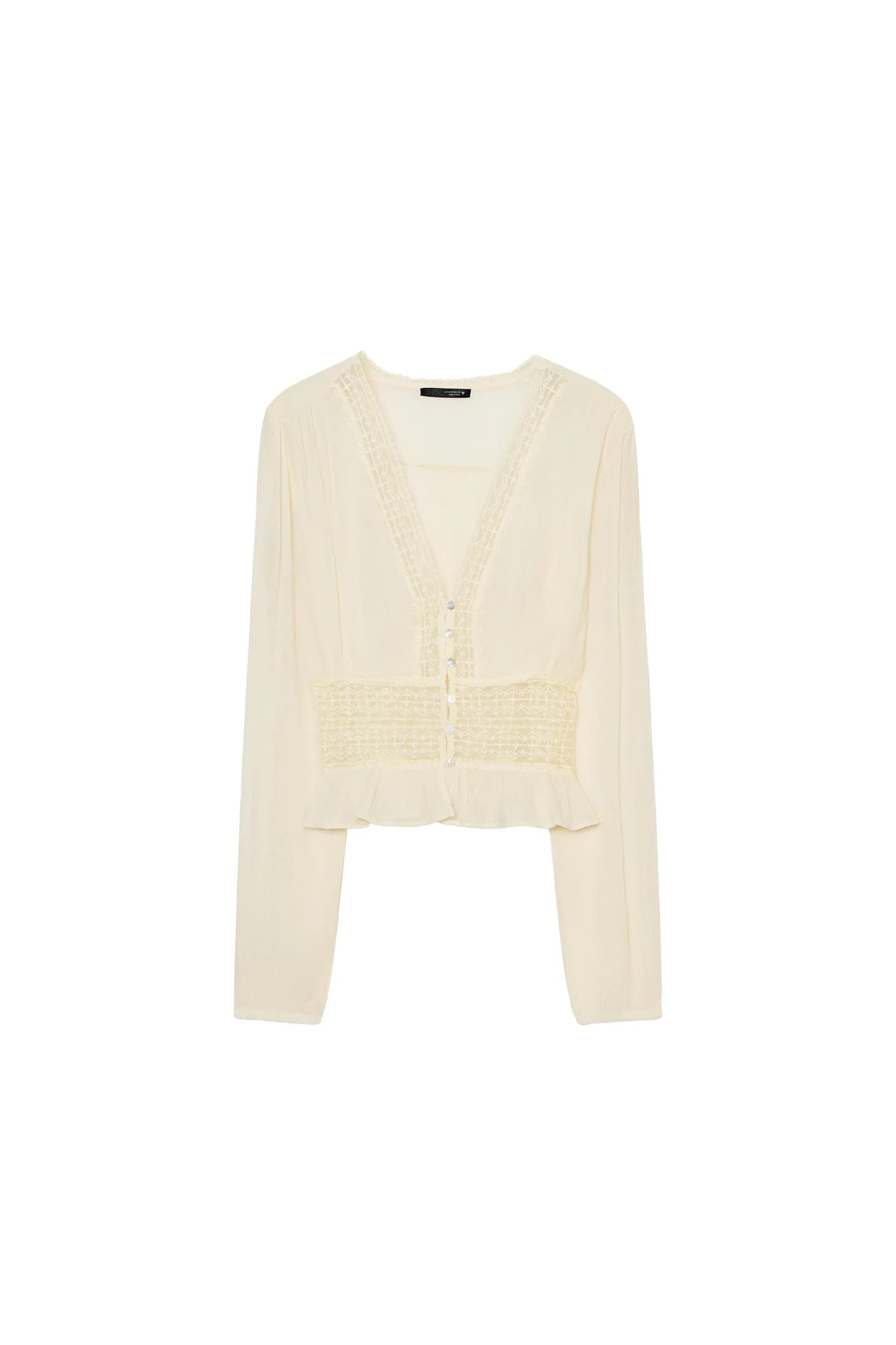 РУБАШКА ИЗ ГАУЗЫ И КРУЖЕВА - фото 3