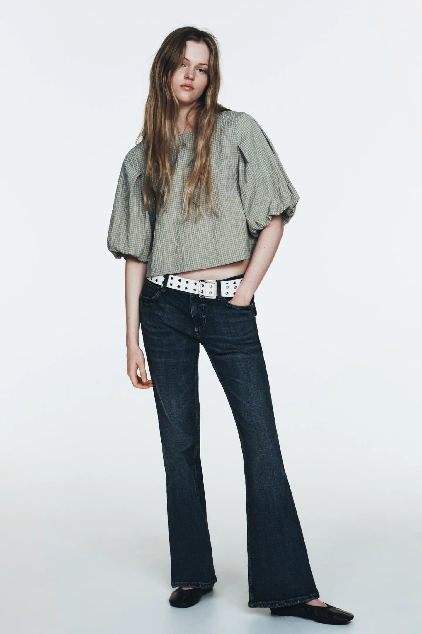 ТОП В Клетку С Пышными РУКАВАМИ - фото 2